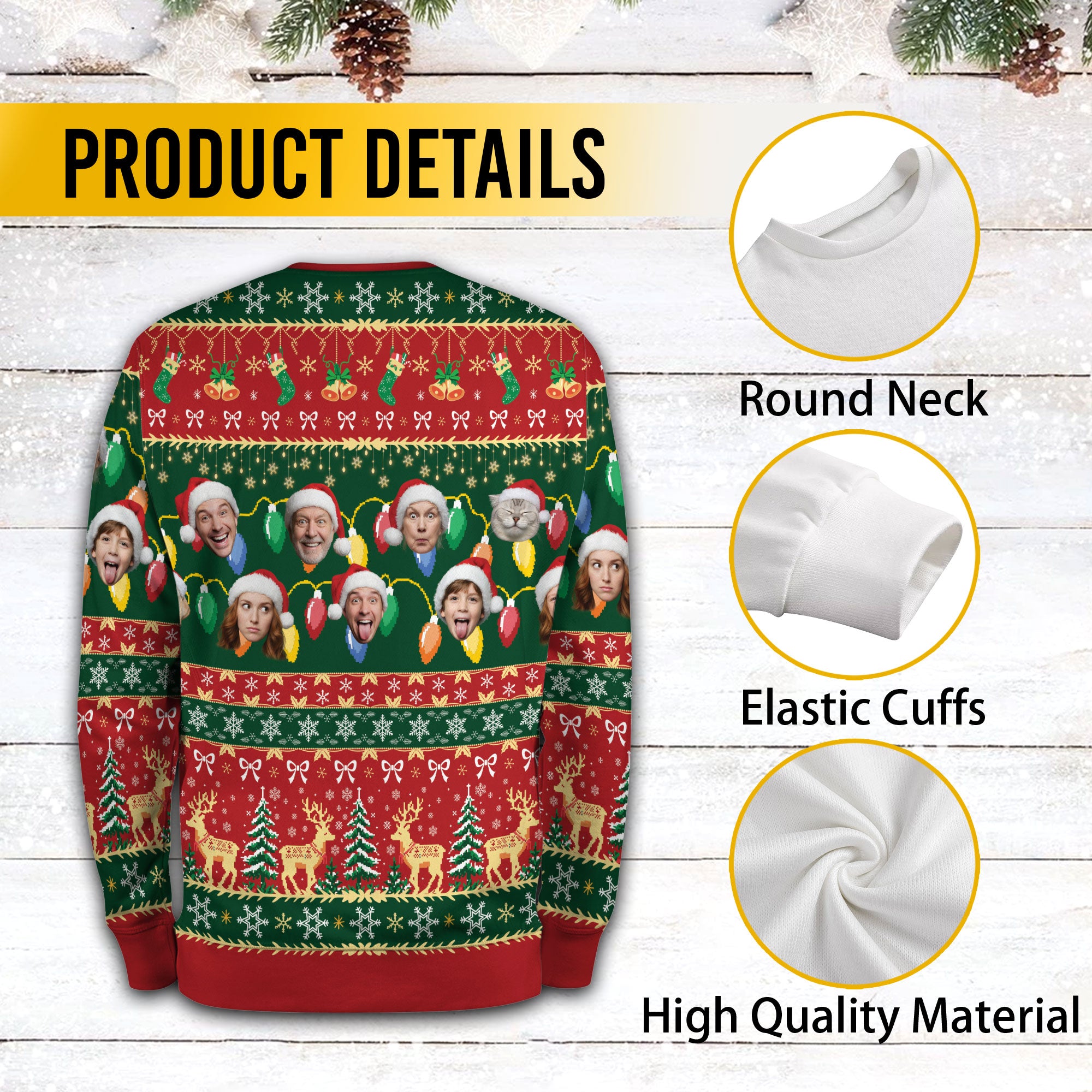 Custom Ugly Christmas Sweater – Personalized Photo Holiday Knit for Family, Pets & Festive Celebrations