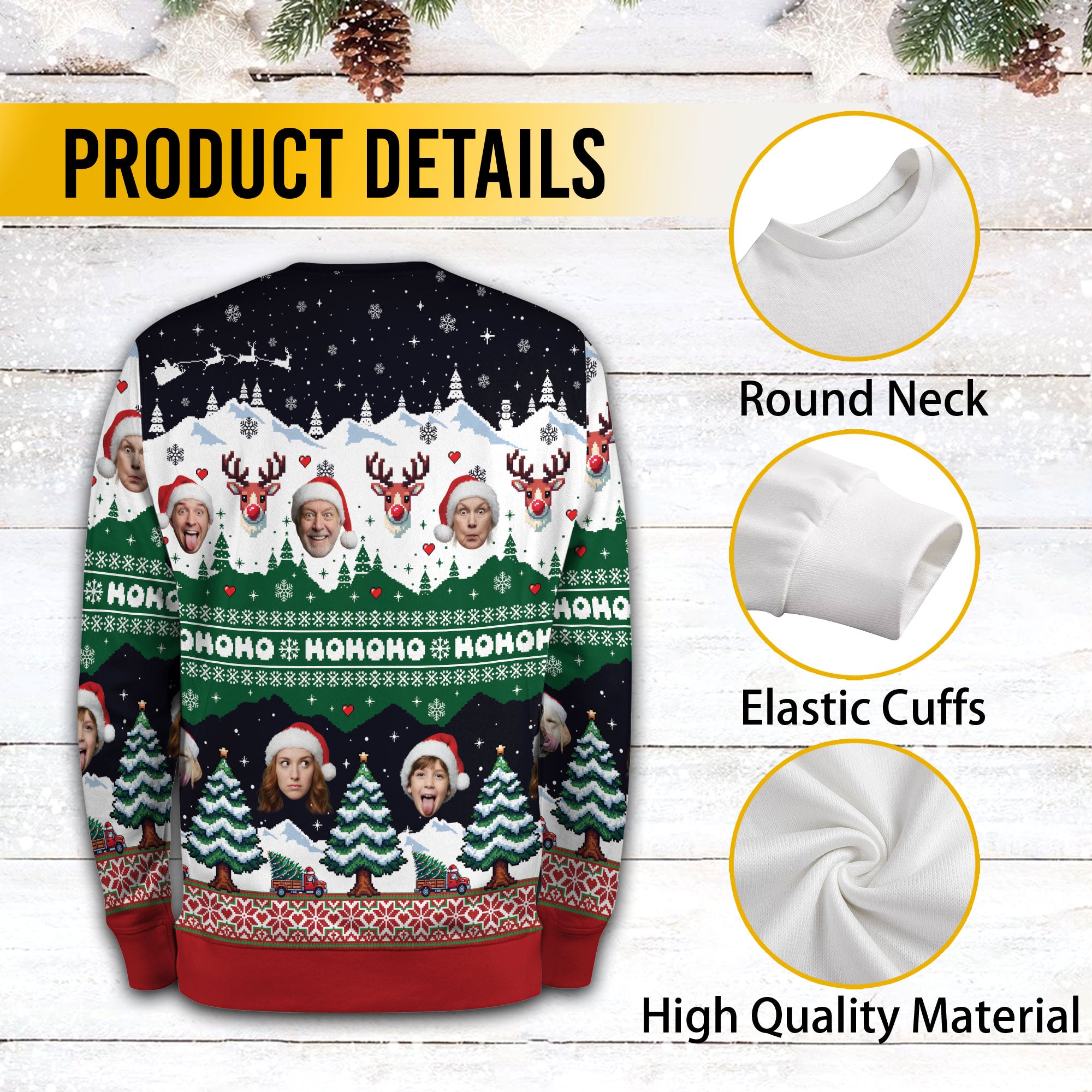 Custom Ugly Christmas Sweater – Personalized Photo Winter Holiday Knit for Family, Pets & Fun Gifting