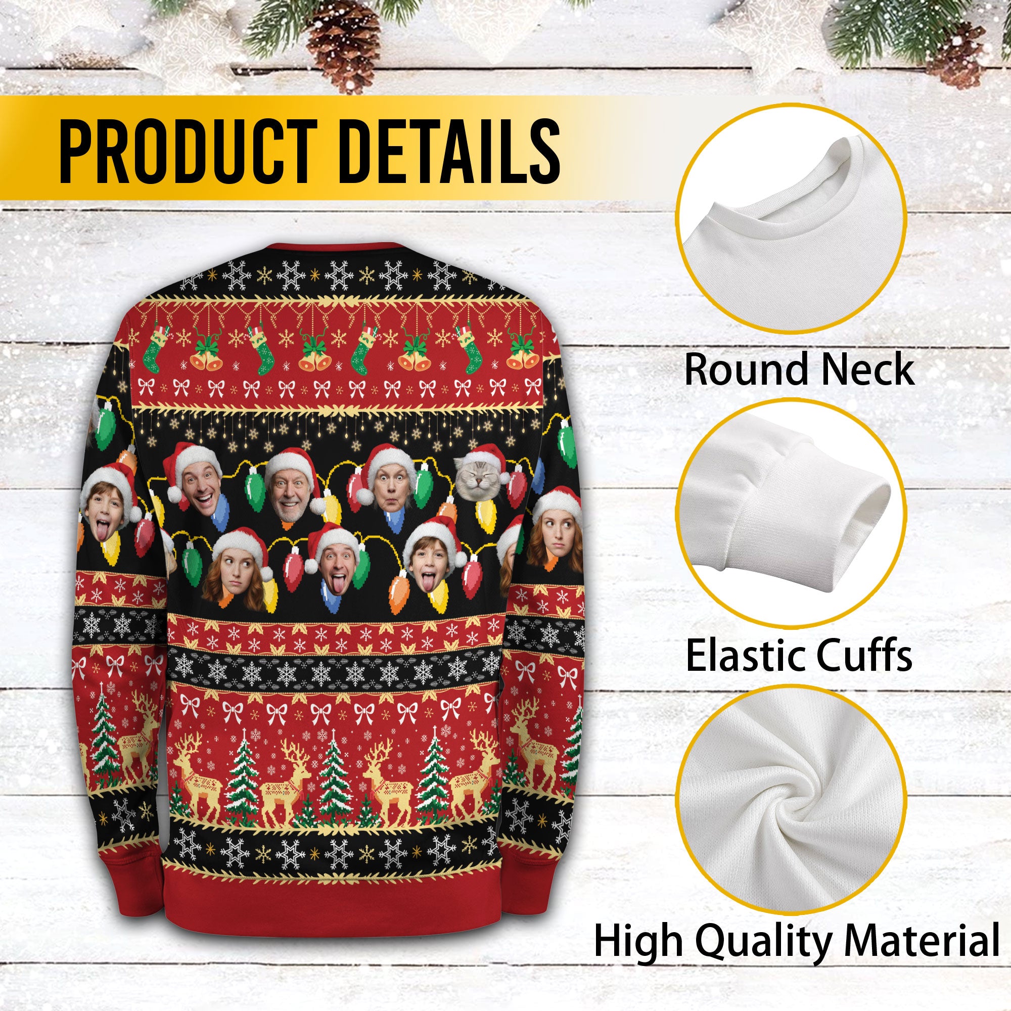 Custom Ugly Christmas Sweater – Personalized Photo Festive Knit for Family, Pets & Holiday Laughs