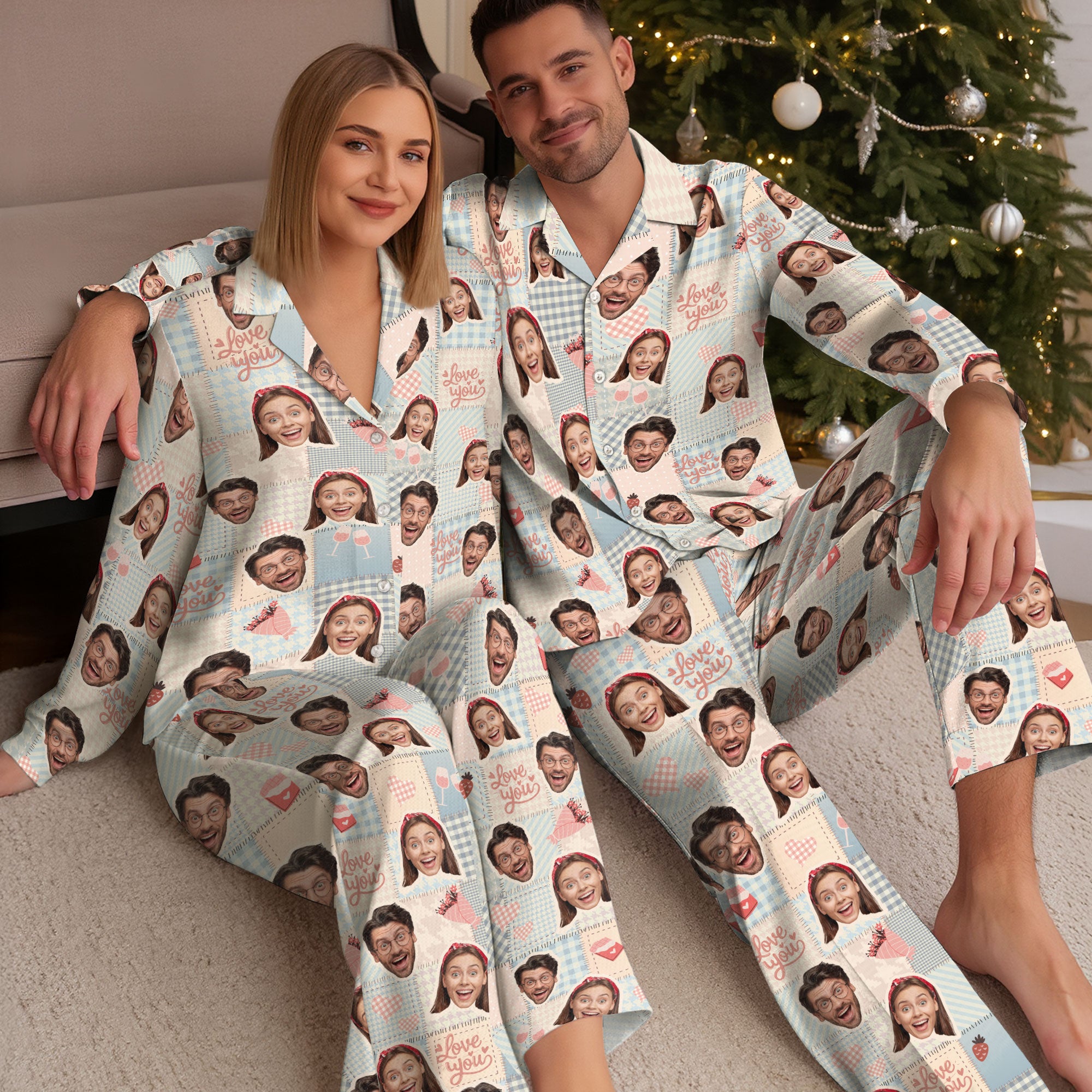 Personalized Couples Pajama Pants – Custom Name Matching Christmas PJs Gift for Men Women Sleepwear
