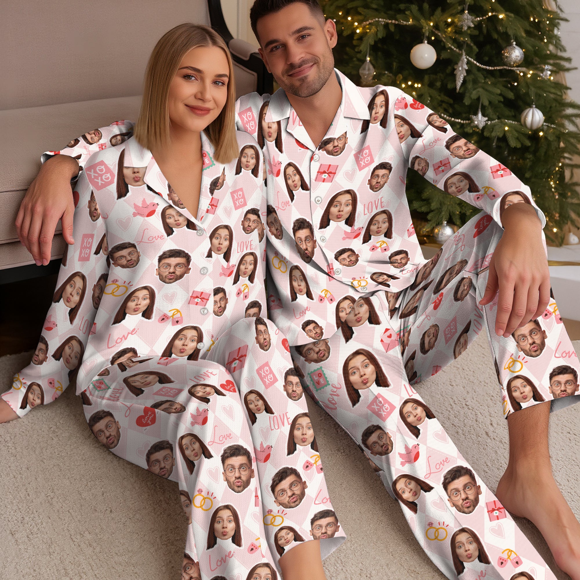 Matching Couples Pajama Pants – Personalized Custom Couples Christmas PJs Gift for Men Women