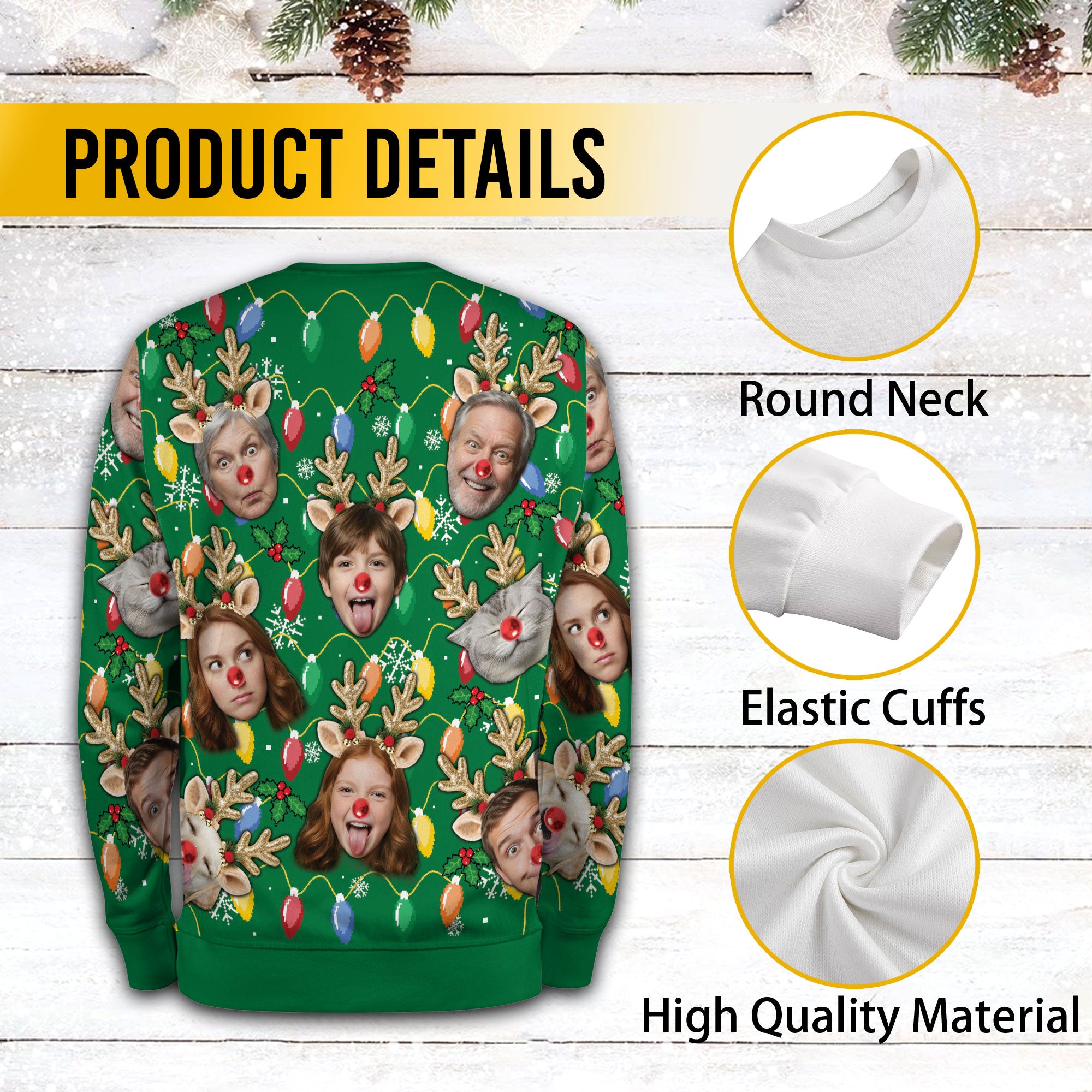 Custom Photo Ugly Christmas Sweater – Unique Family Holiday Outfit