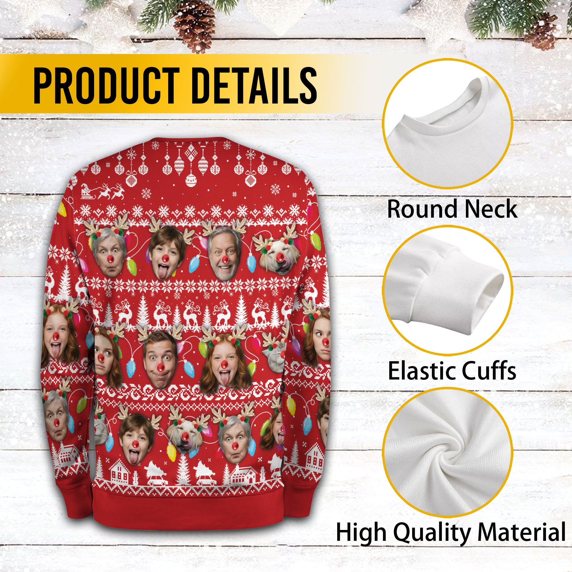 Funny Holiday Face Sweatshirt – Customized Family Christmas Sweater