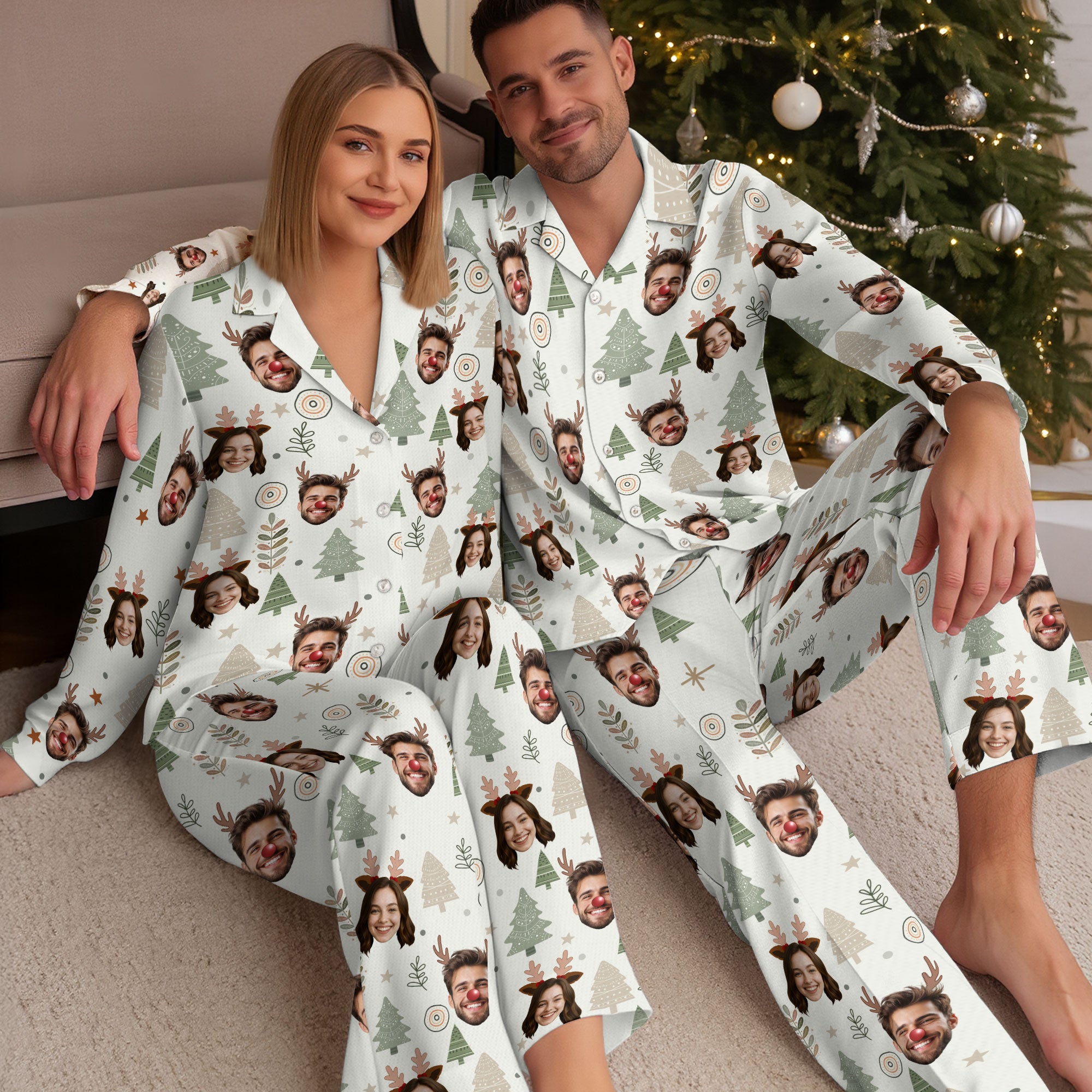 Custom Face Pajamas – Personalized Christmas PJs, Funny Matching Set for Lovers Gift