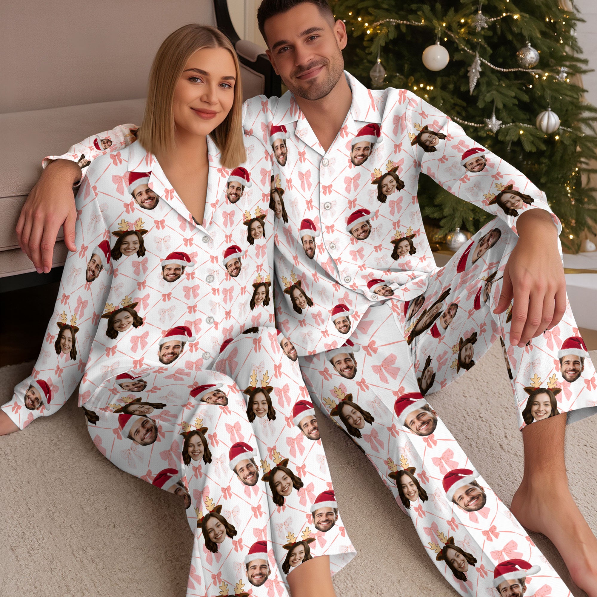 Personalized Photo Christmas Pajamas – Custom Matching PJs, Funny Sleep Set for Couples