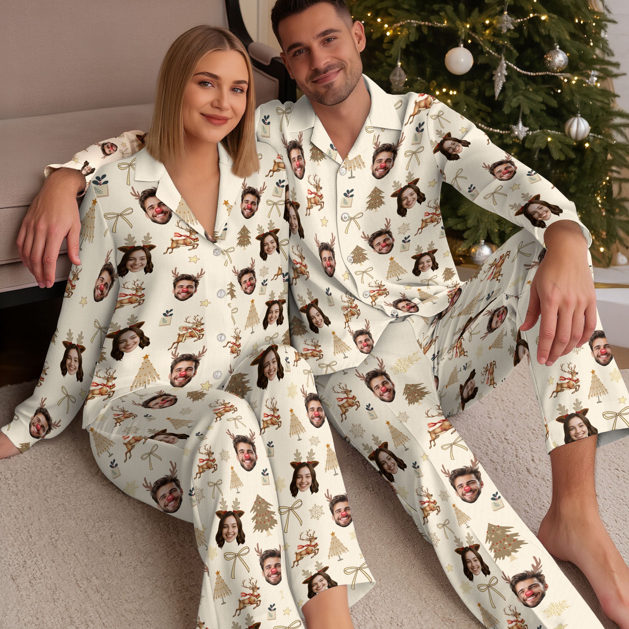 Personalized Christmas Pajamas – Custom Face PJs, Funny Matching Sleep Set for Family Gift