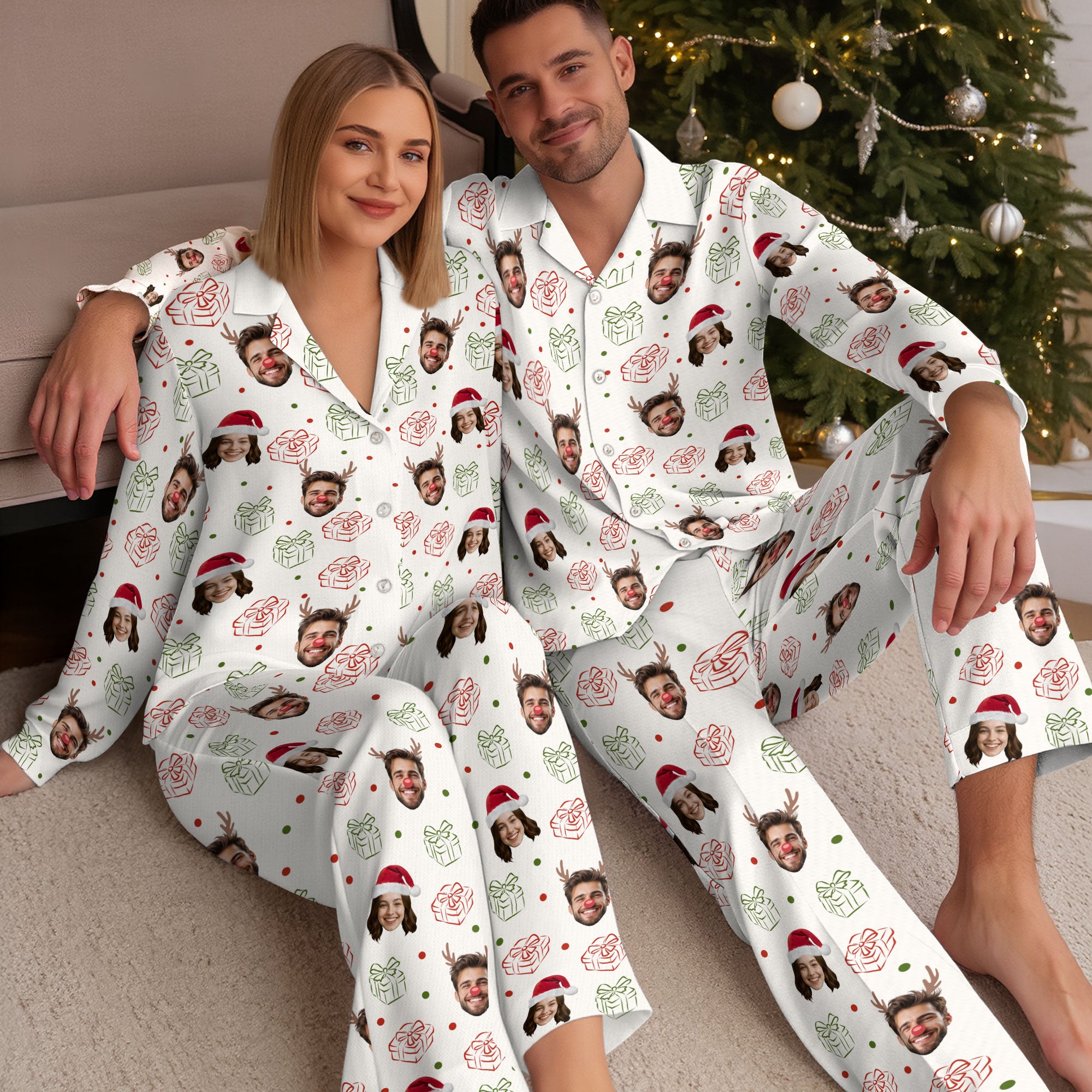 Custom Christmas Pajamas – Personalized Photo PJs, Funny Matching Set for Lovers Holiday