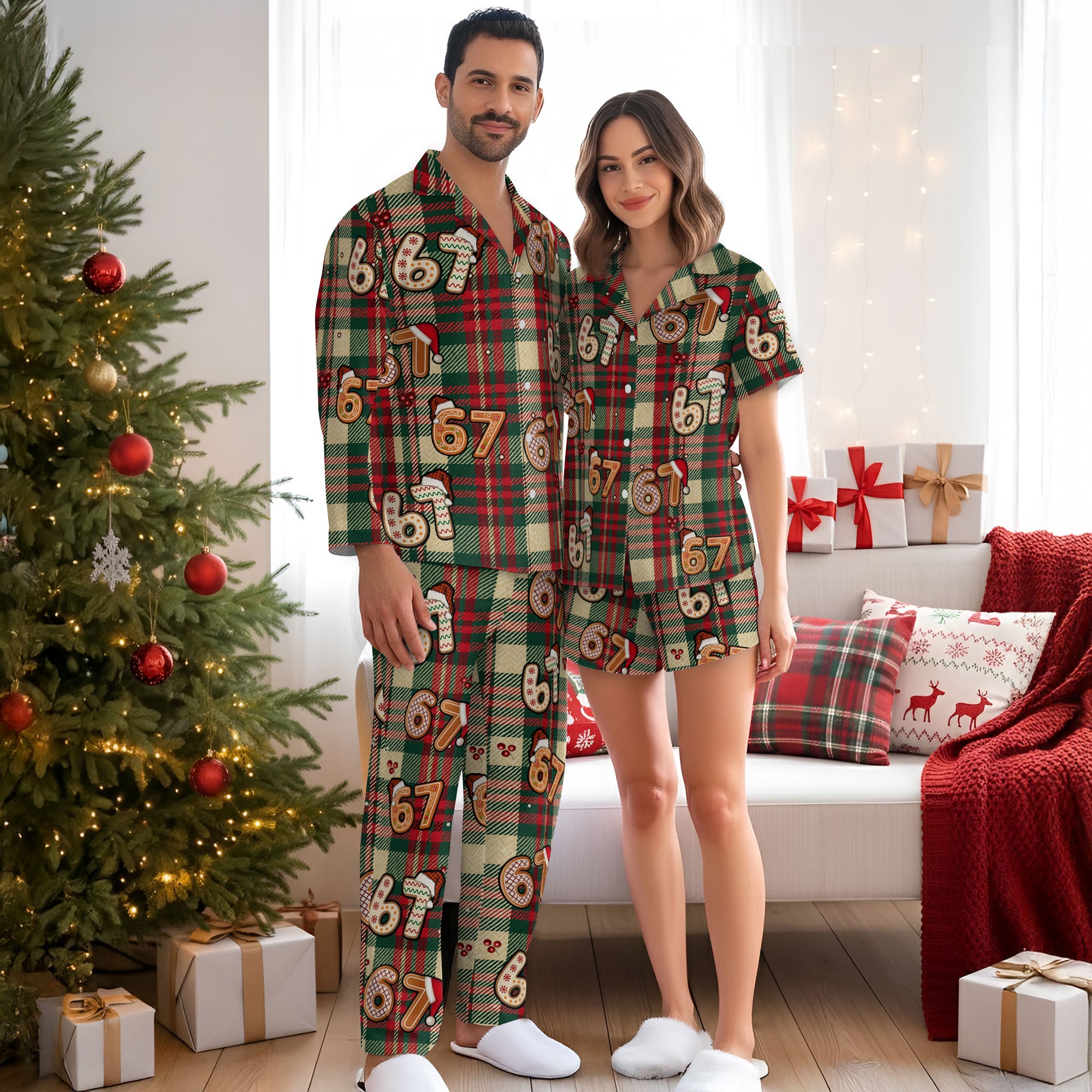 Christmas Number Print Pajamas Set – Festive 6 7 Pattern Sleepwear