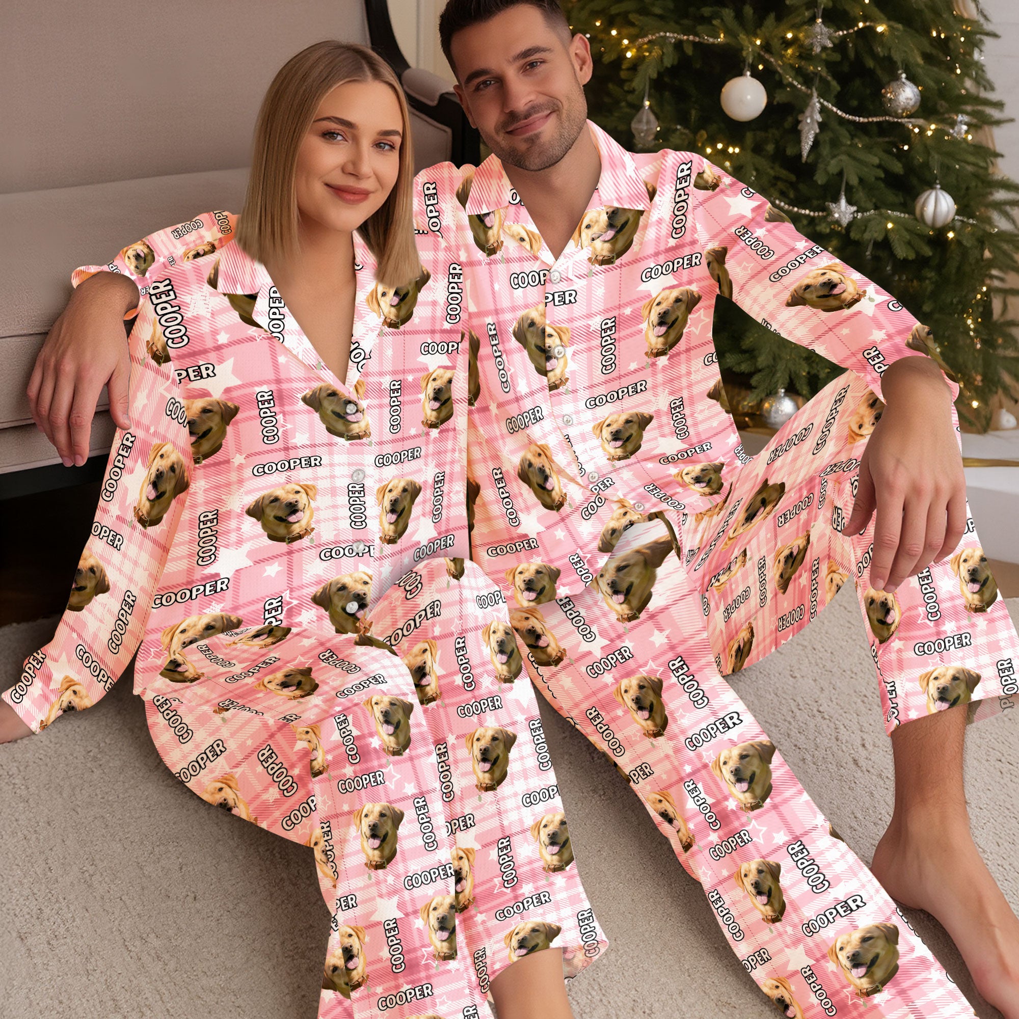 Custom Pet Face Christmas Pajamas Set – Personalized Holiday PJs for Pet Lovers, Dog Mom Gift