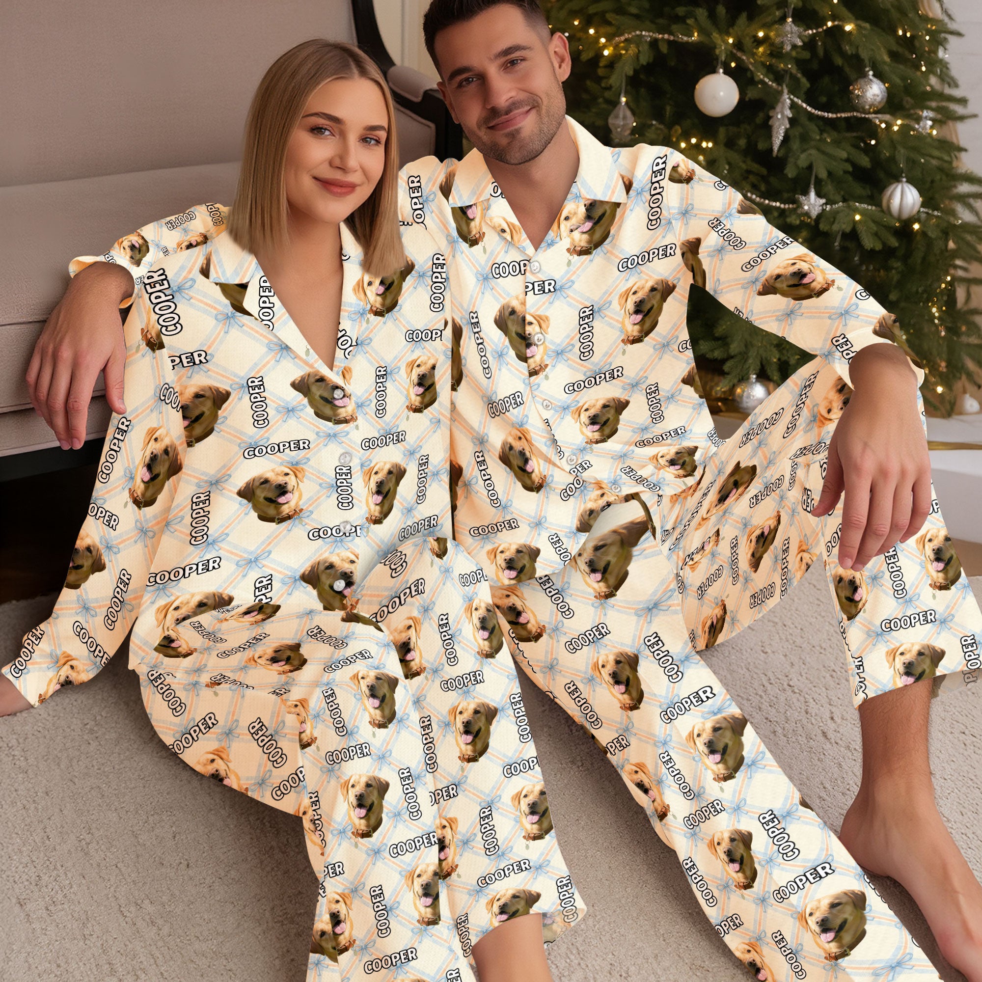 Personalized Pet Photo Pajamas – Custom Matching Christmas PJs for Couples, Dog Dad Sleepwear