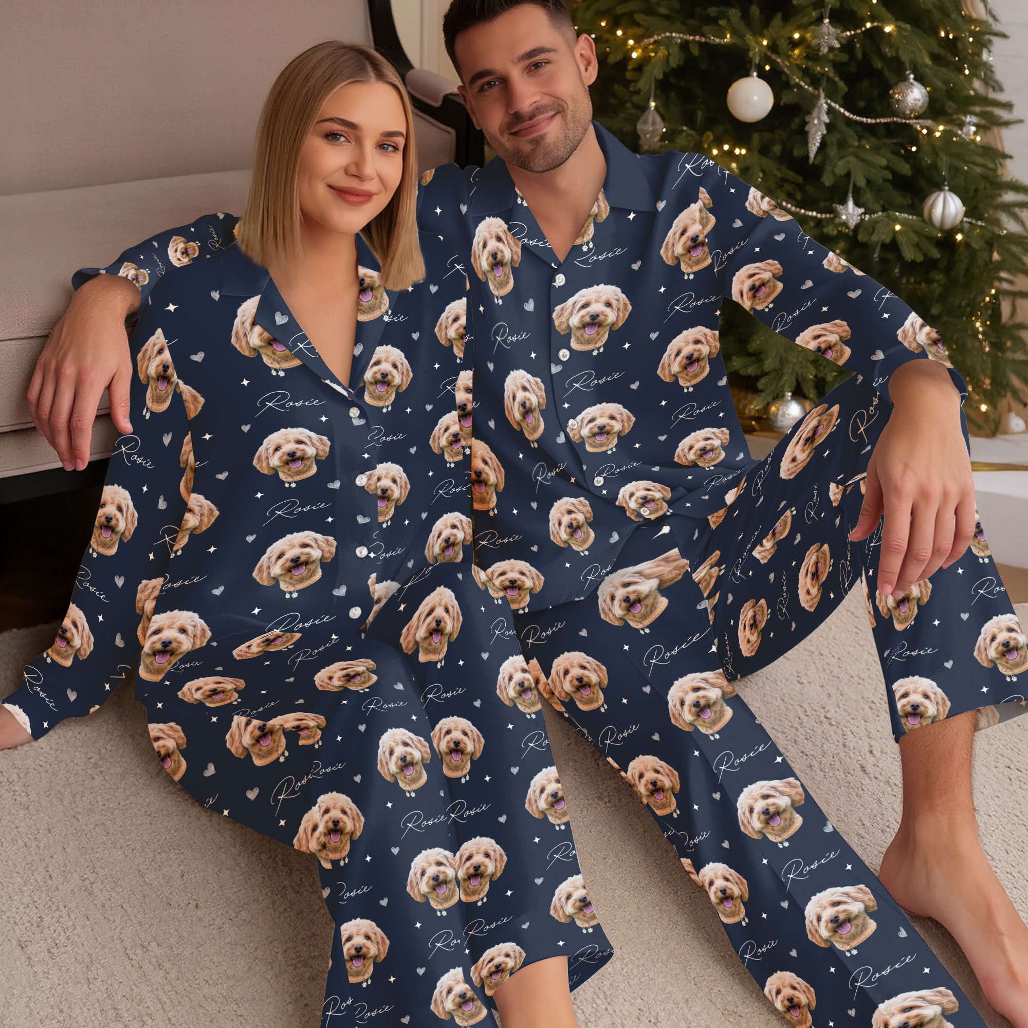 Custom Pet Pajamas Set – All Over Print Christmas PJs for Pet Lovers, Dog Lovers Holiday Gift