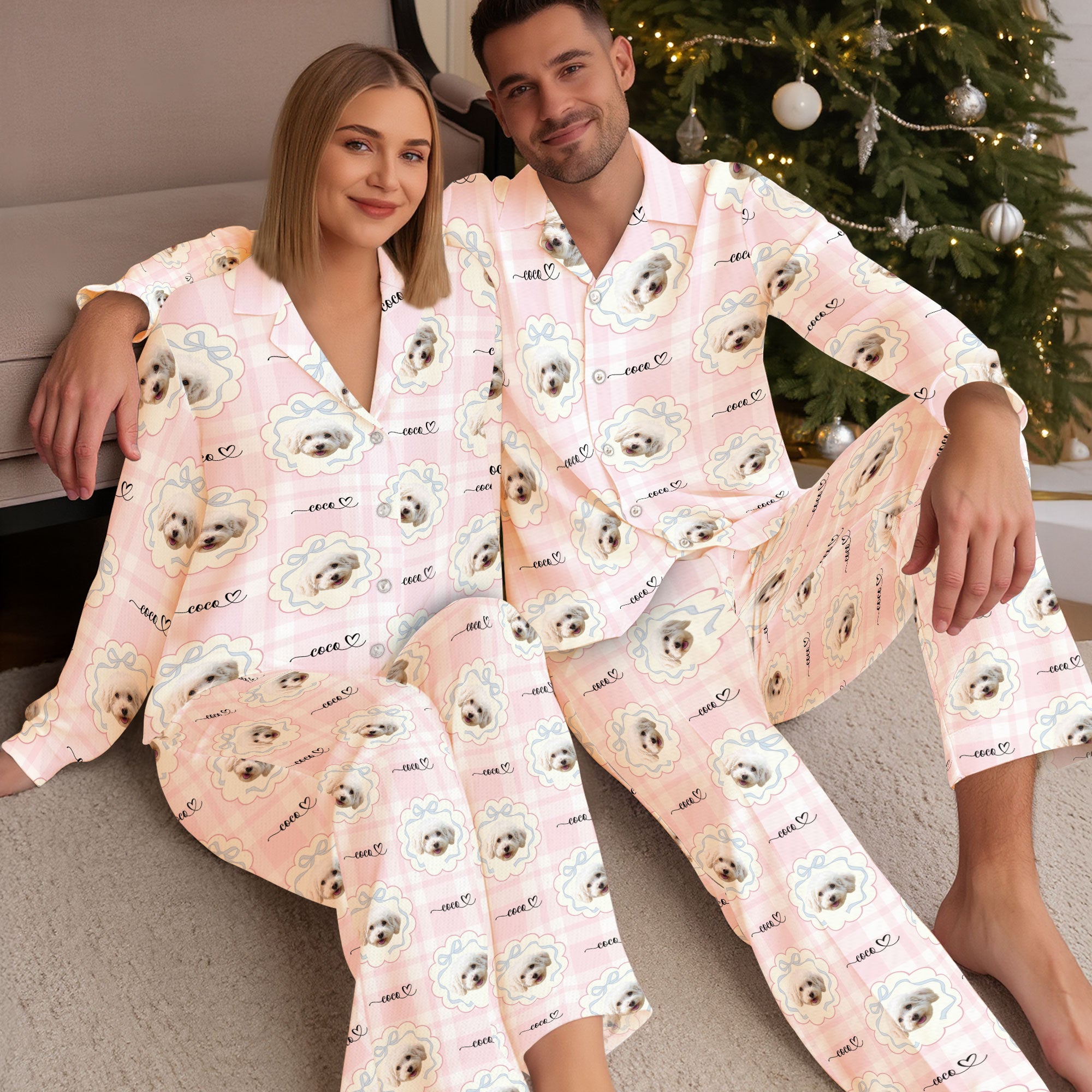 Personalized Pet Pajamas Set – Custom Dog Face Christmas PJs for Pet Lovers, Funny Holiday Sleepwear