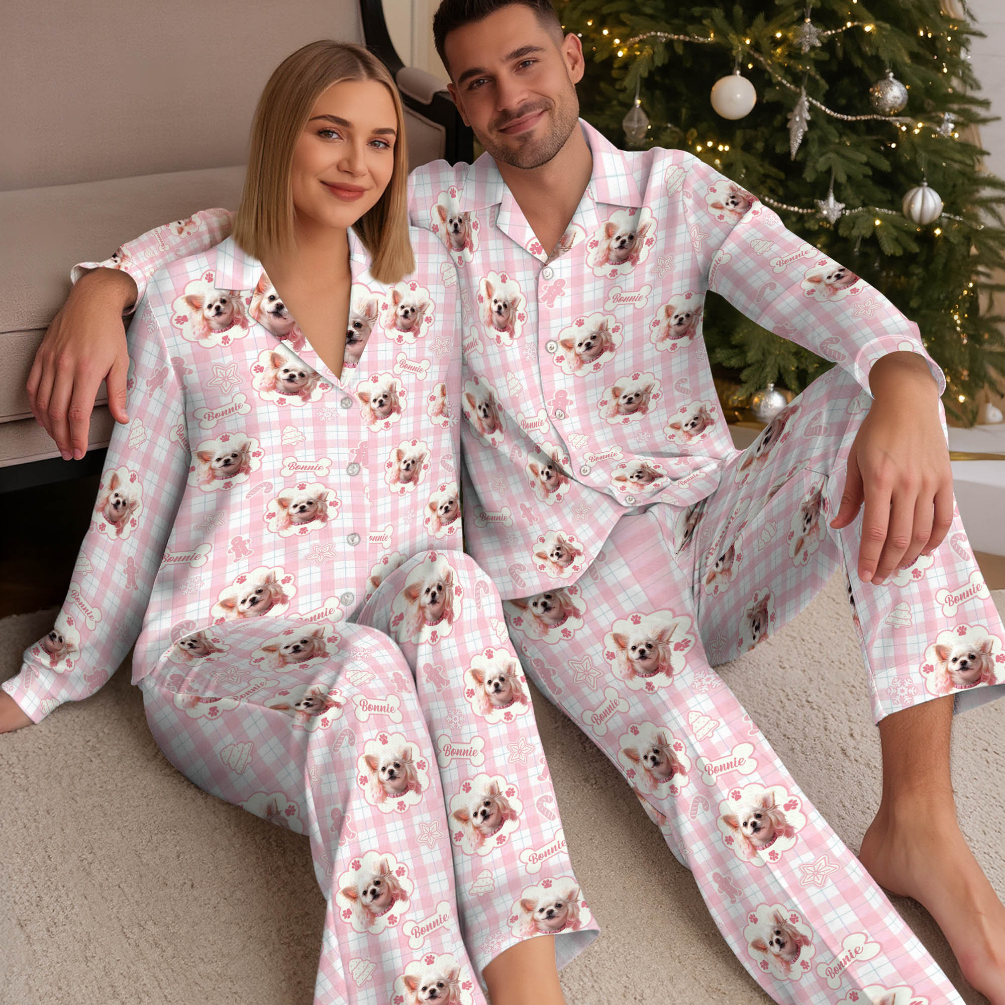 Pet Face Personalized Pajamas – Custom Christmas PJs for Women, Dog Lover Gift, Cute Holiday Sleepwear