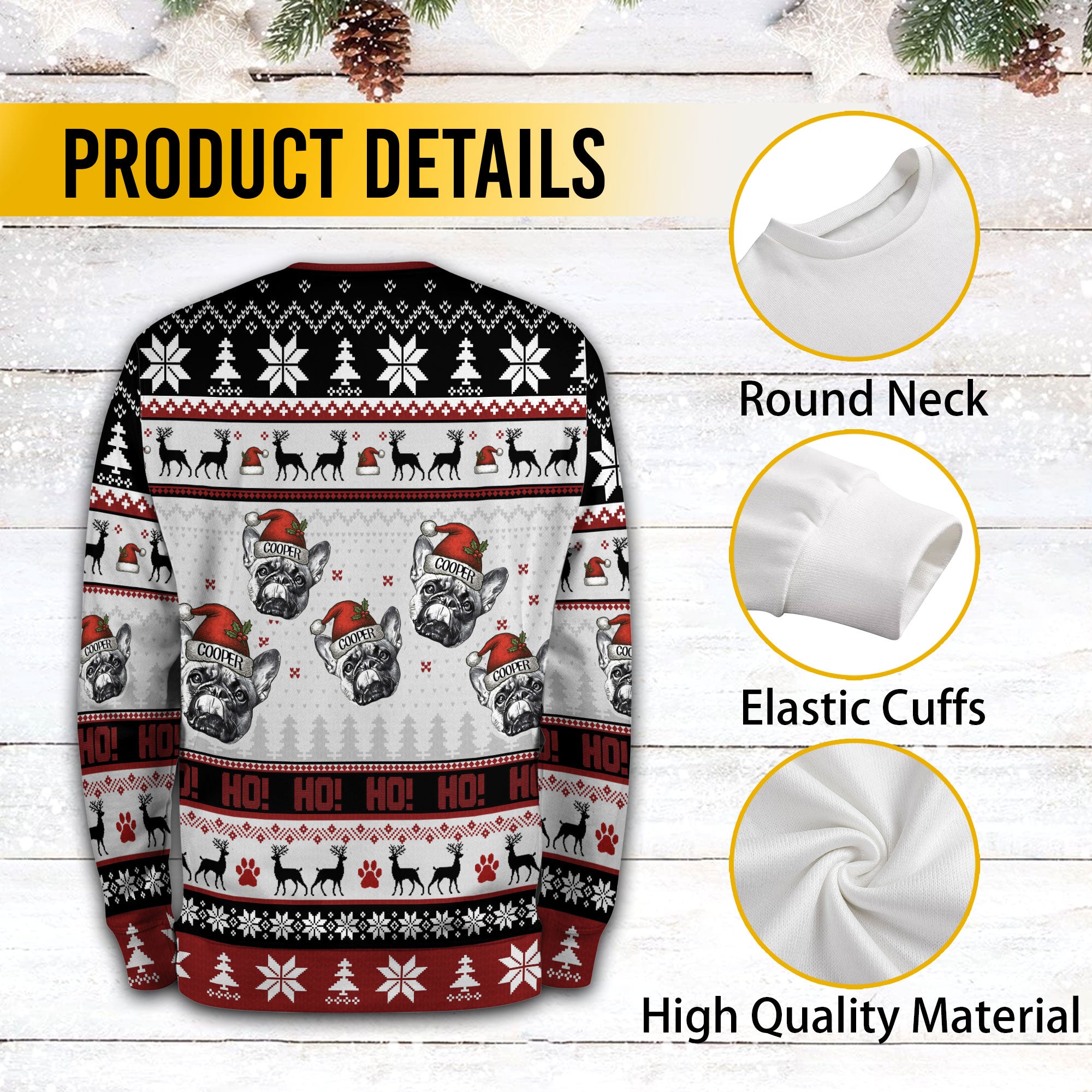 Custom Pet Photo Christmas Sweater – Funny Holiday Dog Sweatshirt Gift for Dog Dad