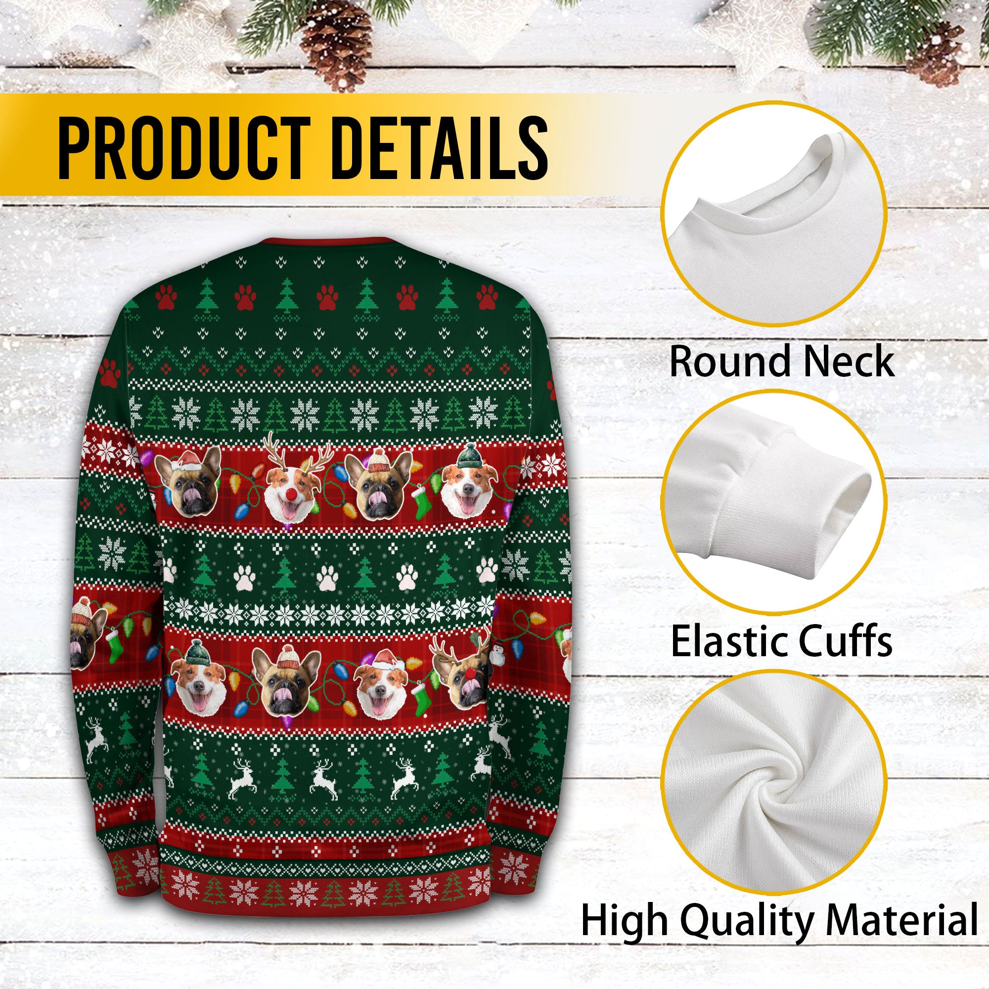 Custom Dogs Ugly Christmas Sweater – Personalized Holiday Sweatshirt Gift for Pet Lovers