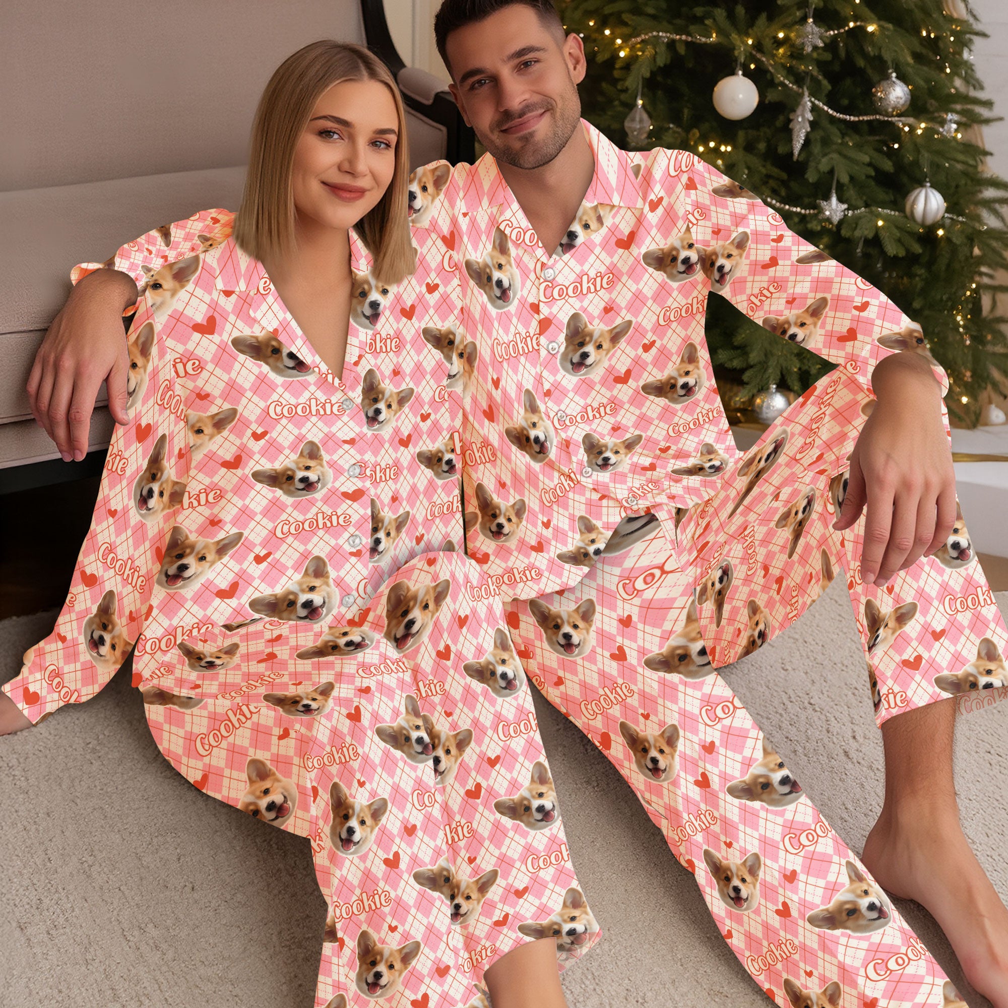 Custom Dog Photo Pajamas – Personalized Pet Face Lounge Set