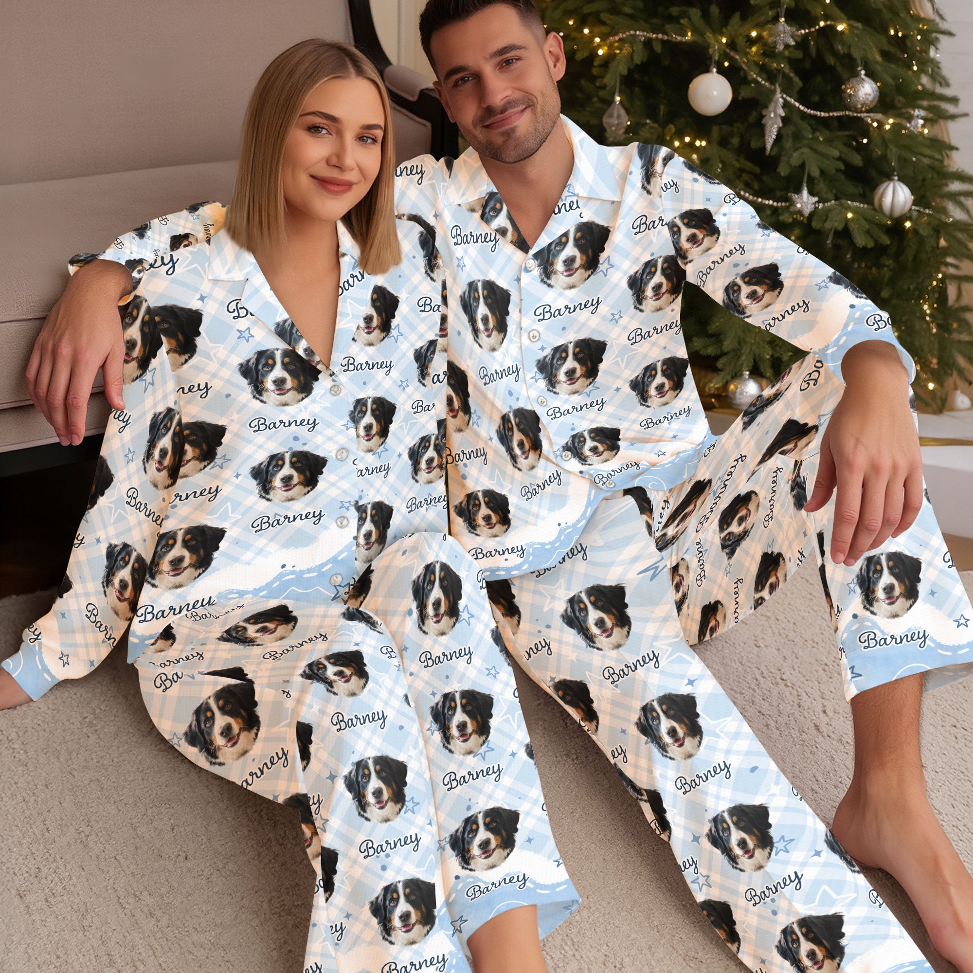 Custom Pet Portrait Pajamas – Dog Print Top, Pants & Socks