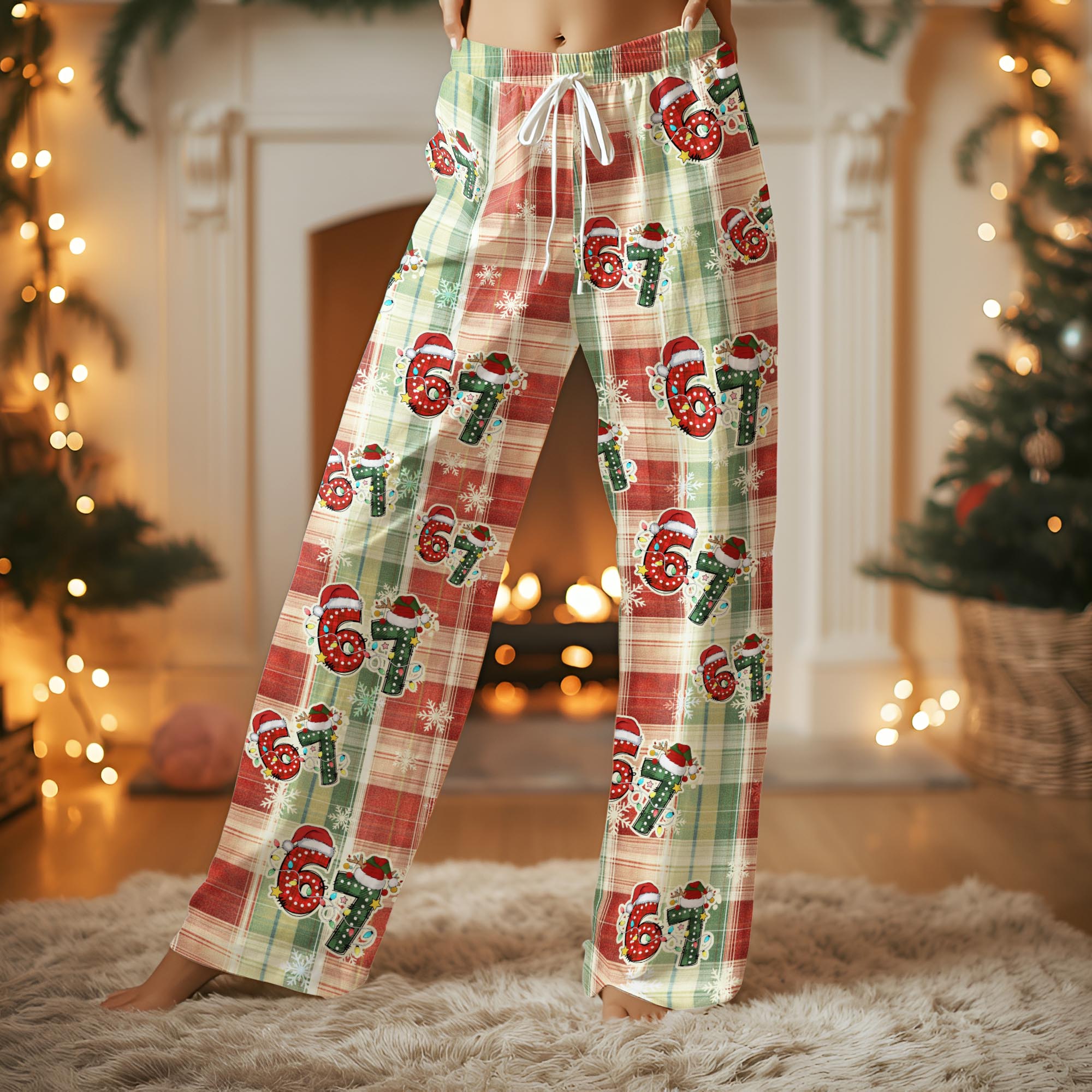 Family Matching PJs – Santa Hat Numbers 6 7 Holiday Pajama Set