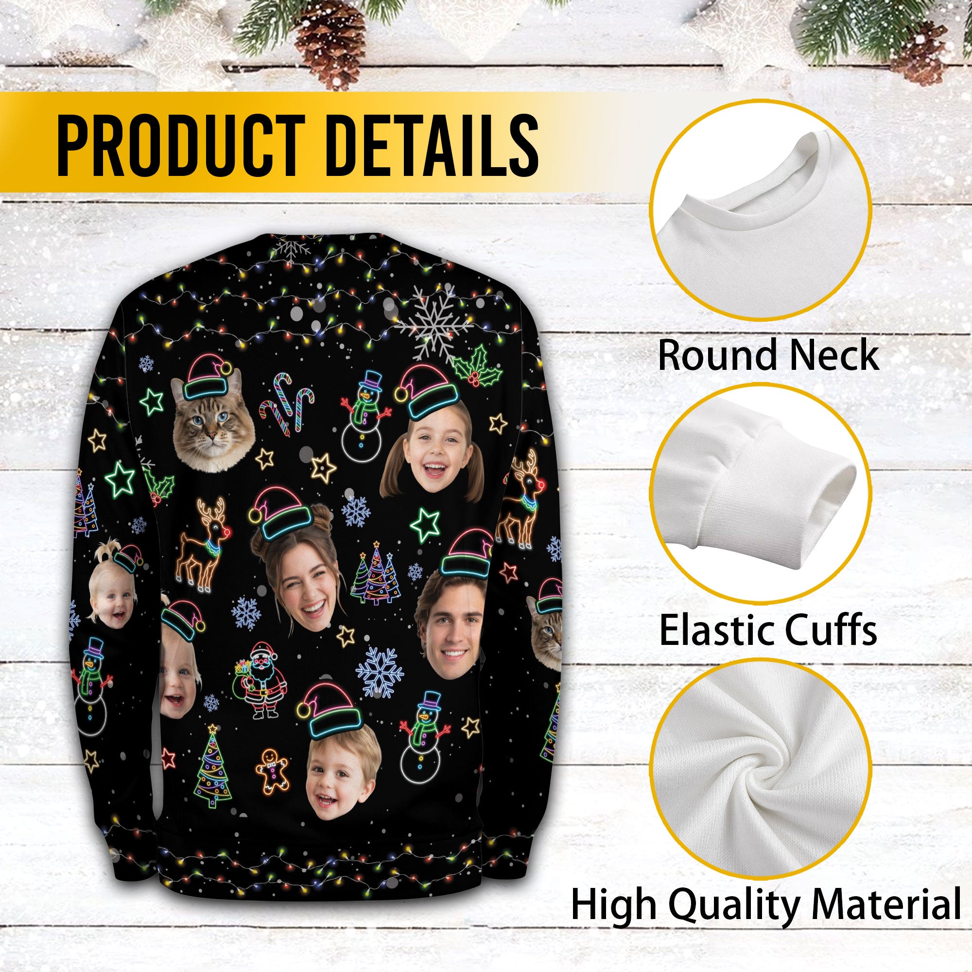 Custom Face Christmas Sweater – Personalized Ugly Xmas Sweater for Dog Mom, Holiday Gift