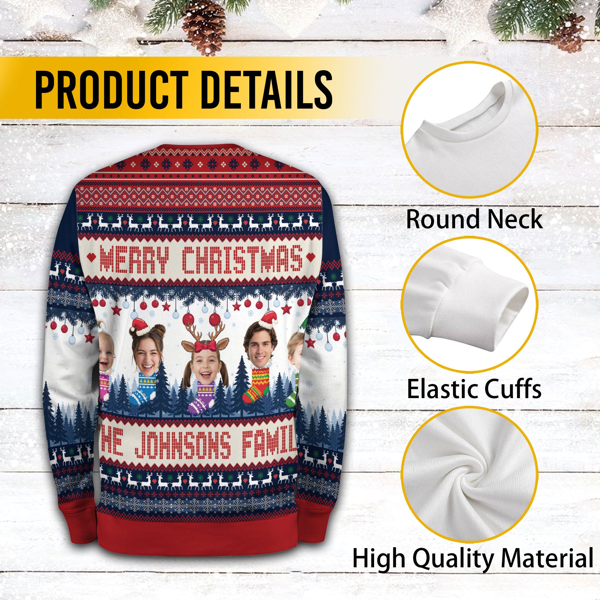 Personalized Christmas Sweater – Custom Family Xmas Outfit for Men & Women, Cute Gift