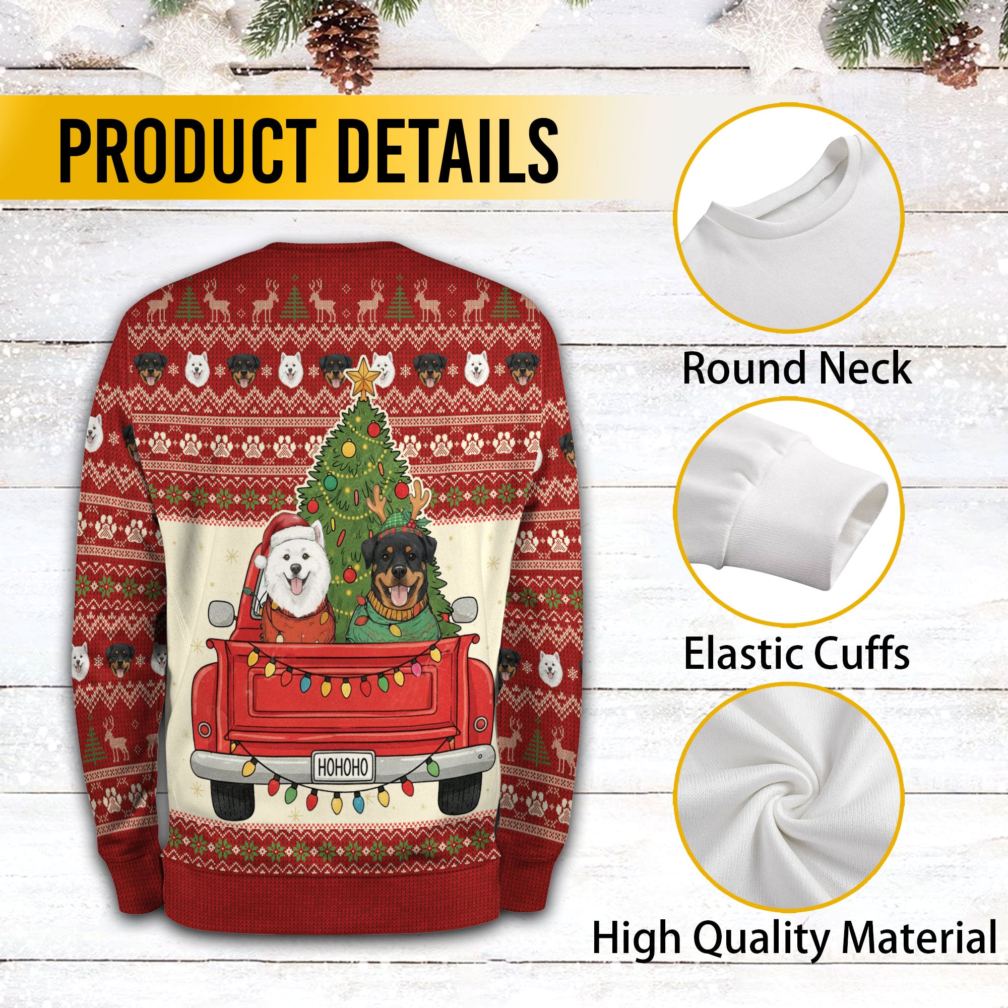 Custom Face Dog Christmas Sweater – Funny Ugly Xmas Sweater for Dog Dad, Personalized Holiday Gift