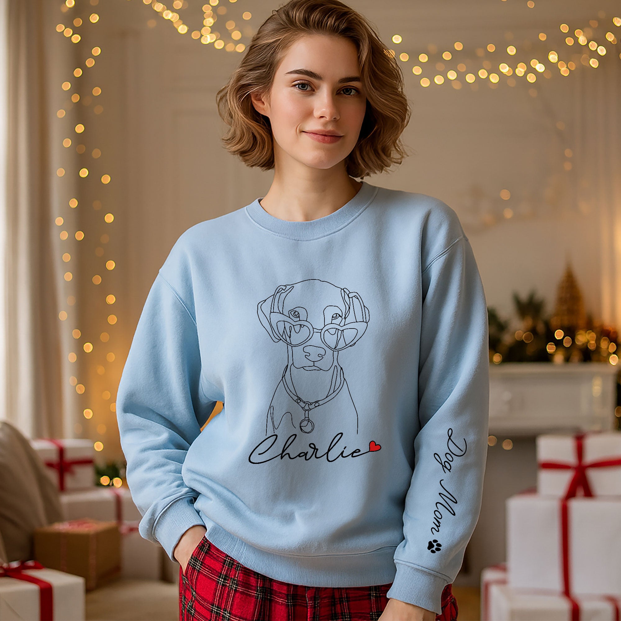 Custom Dog Sweatshirt for Dog Moms – Personalized with Your Pet’s Line Art