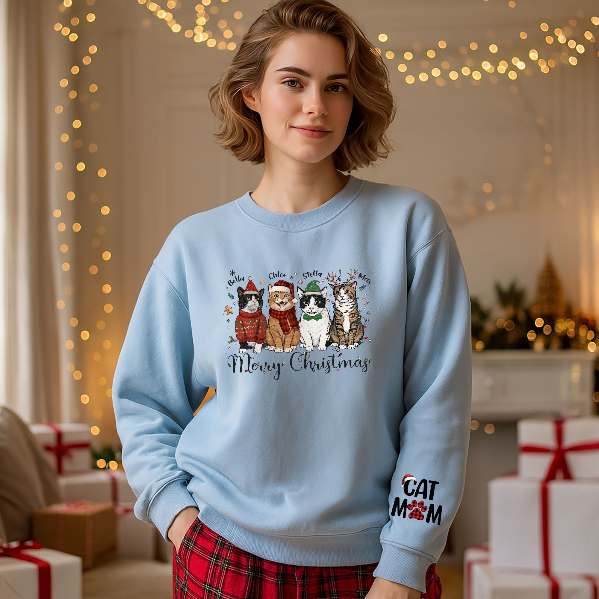 Custom Cat Mom Sweatshirt – Christmas Sweatshirt  for Women