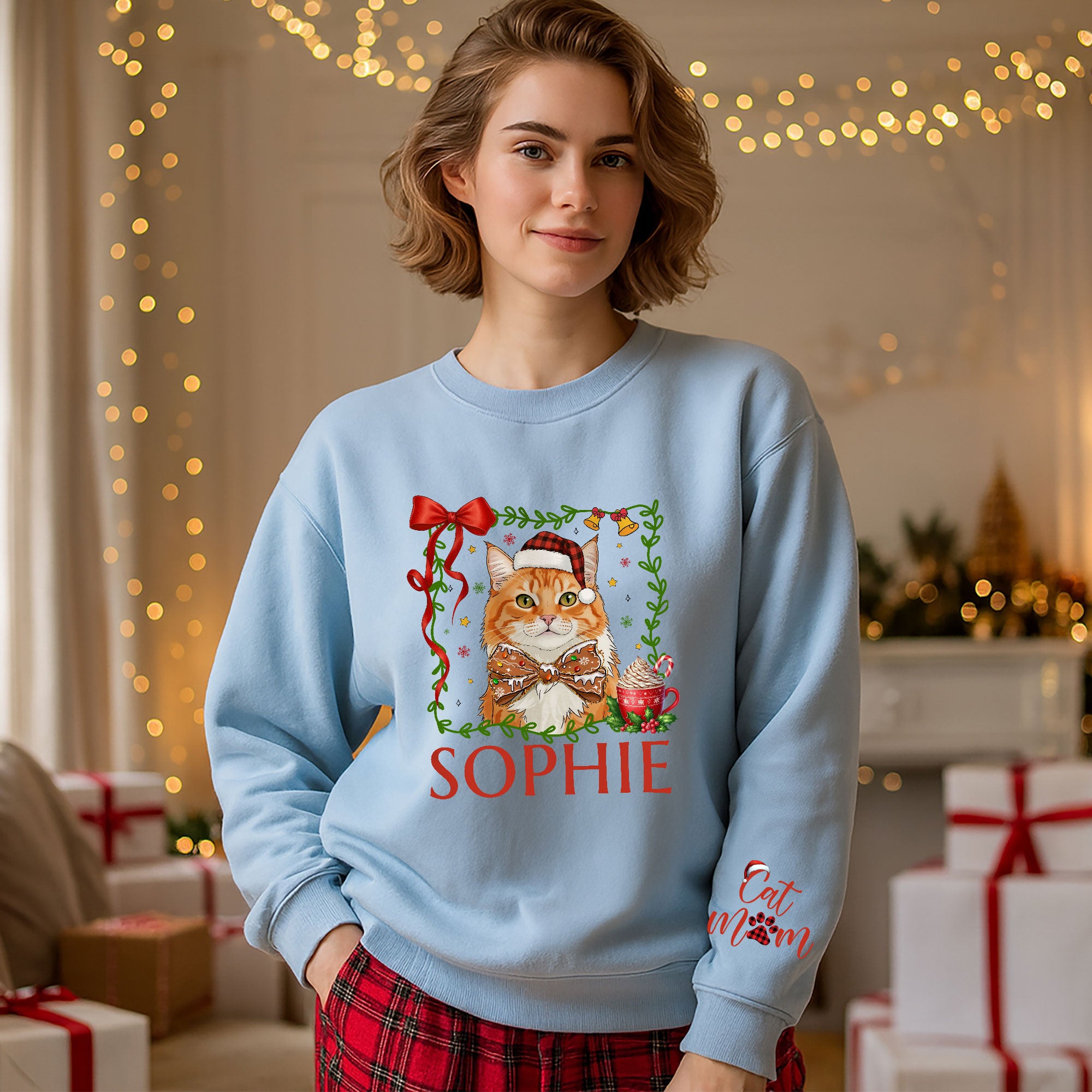 Personalized Cat Mom Sweatshirt – Holiday Sweatshirt for Women