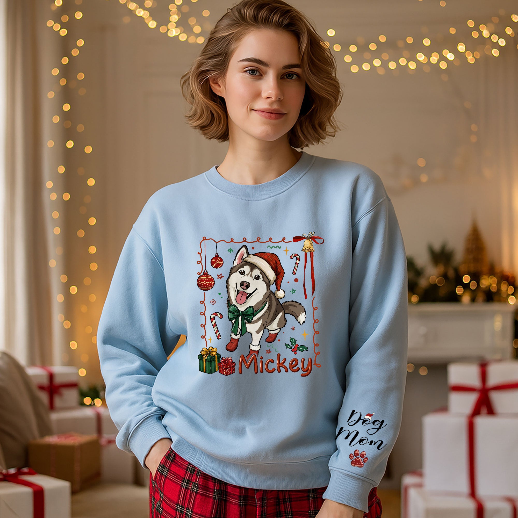 Personalized Dog Mom Sweatshirt – Custom Christmas Sweatshirt for Women