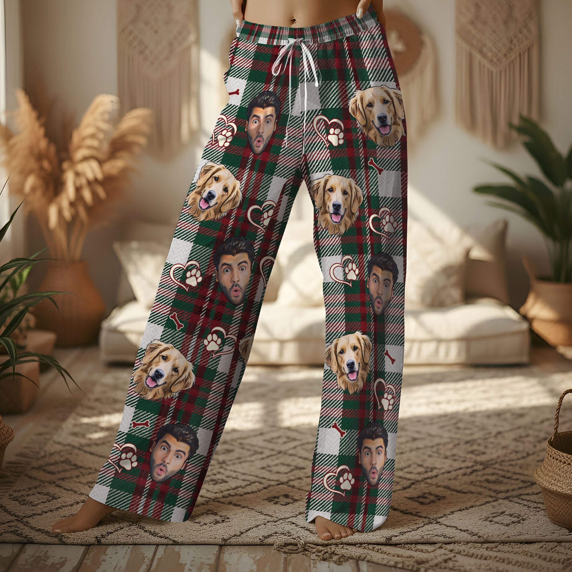 Custom Pet & Owner Face Christmas Pajamas – Personalized Holiday Sleepwear for Dog Lovers & Families