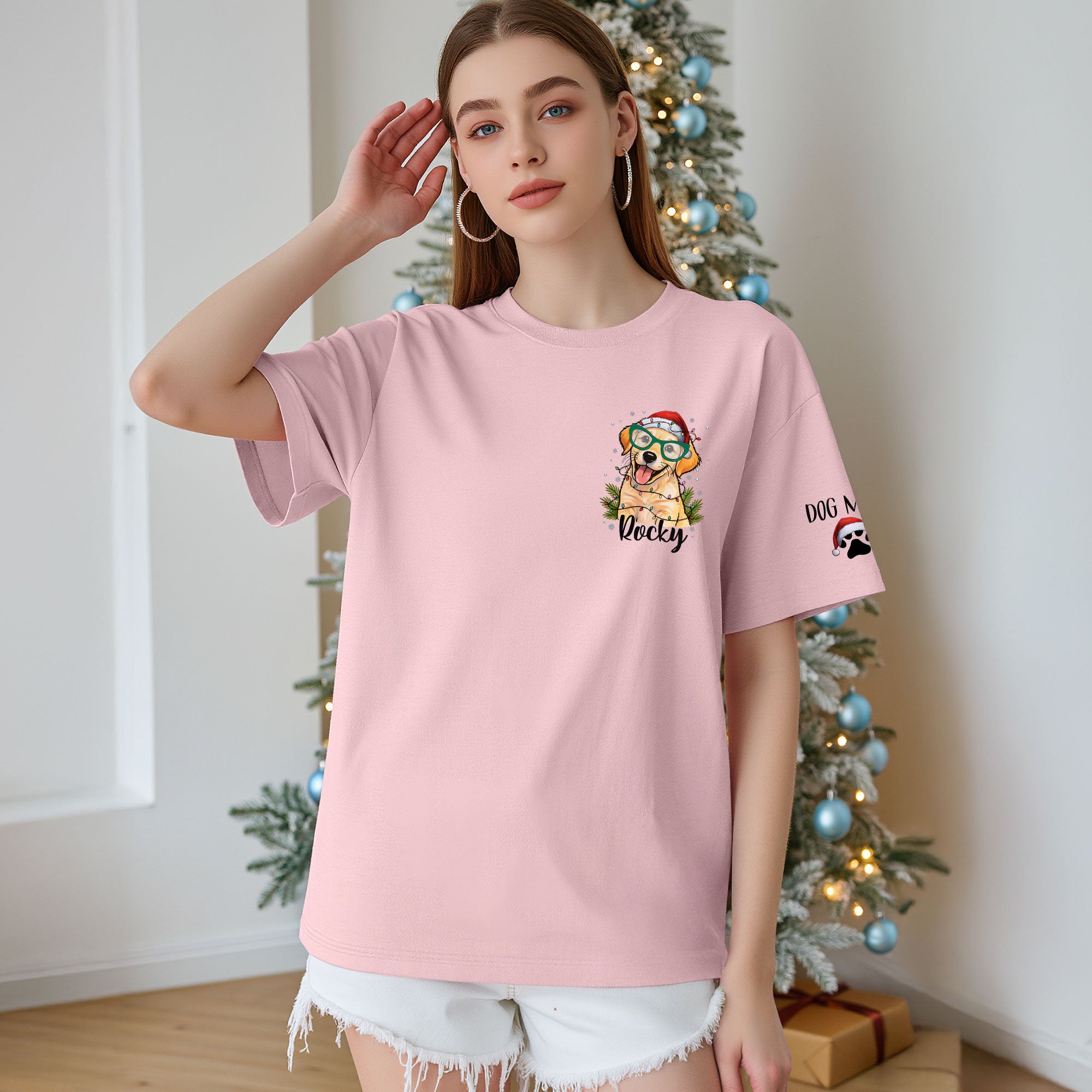 Custom Pet Christmas Shirt – Personalized Dog T-Shirt, Cute Holiday Gift for Pet Lovers