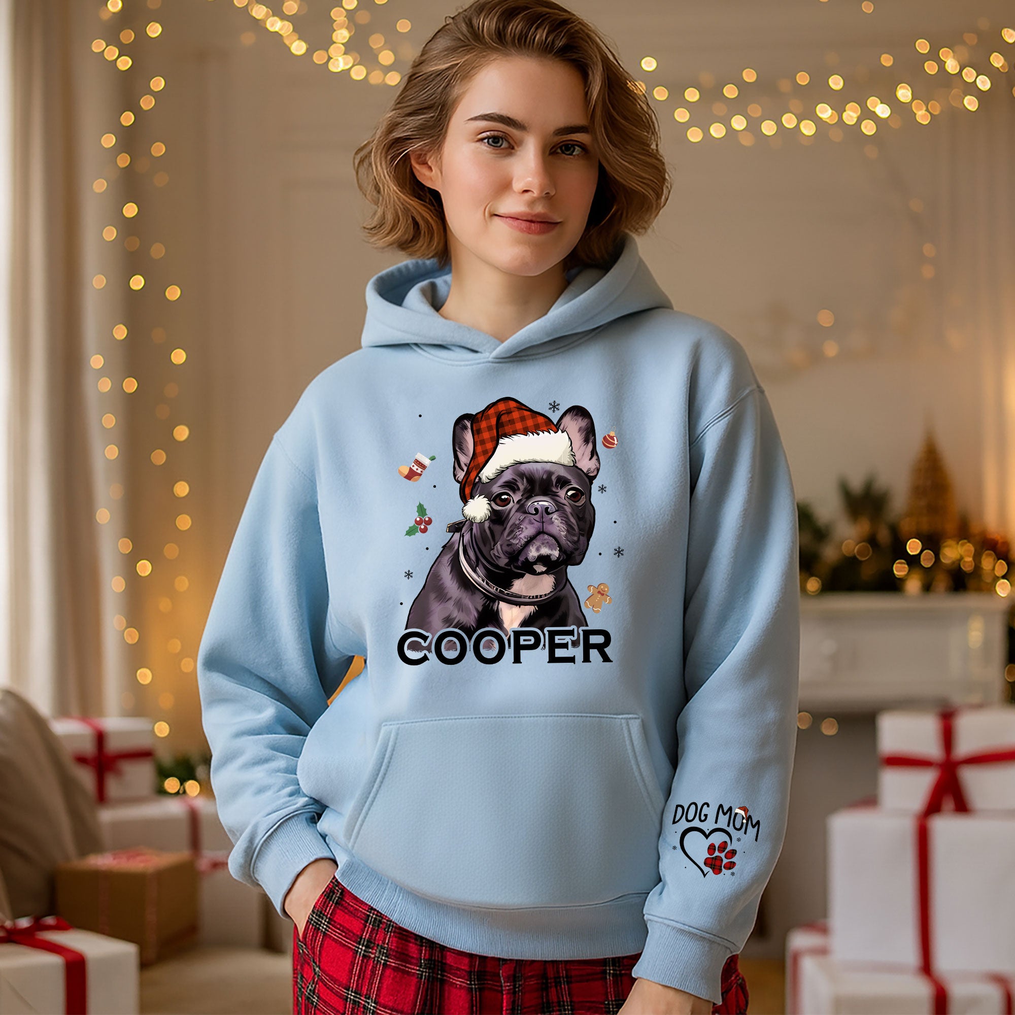 Custom Pet Photo Hoodie – Personalized French Bulldog Art Hoodie, Perfect Dog Mom Gift