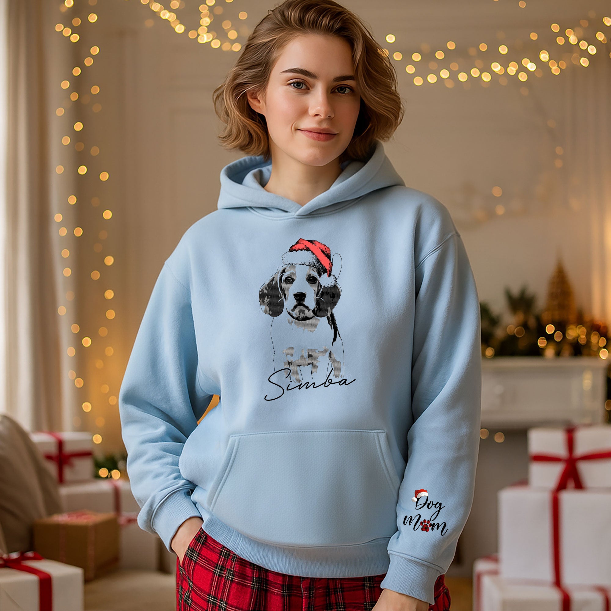 Custom Pet Photo Hoodie – Personalized Dog Hoodie with Christmas Design for Dog Lovers
