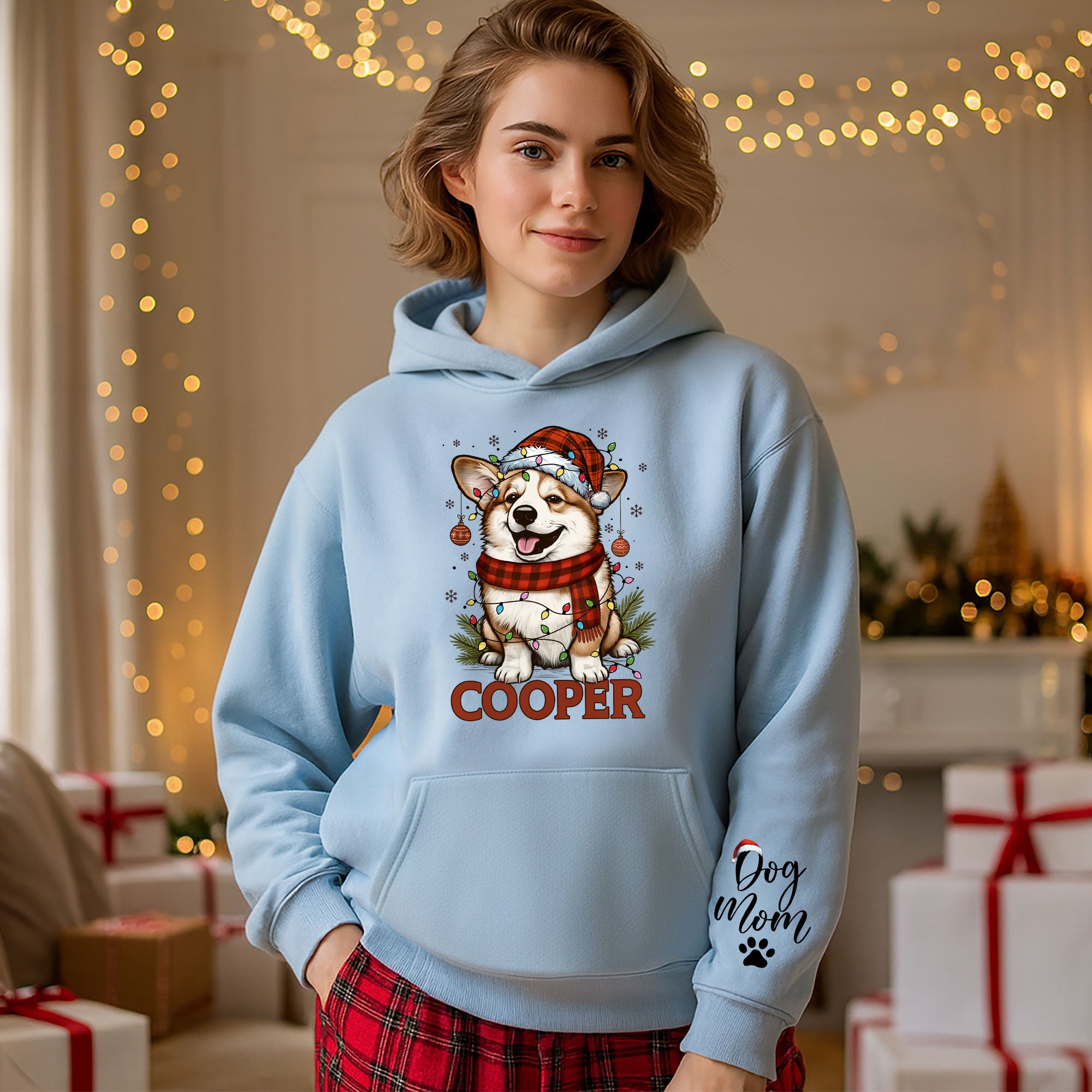 Custom Dog Mom Hoodie – Personalized Pet Photo Christmas Hoodie, Cute Gift for Dog Lovers