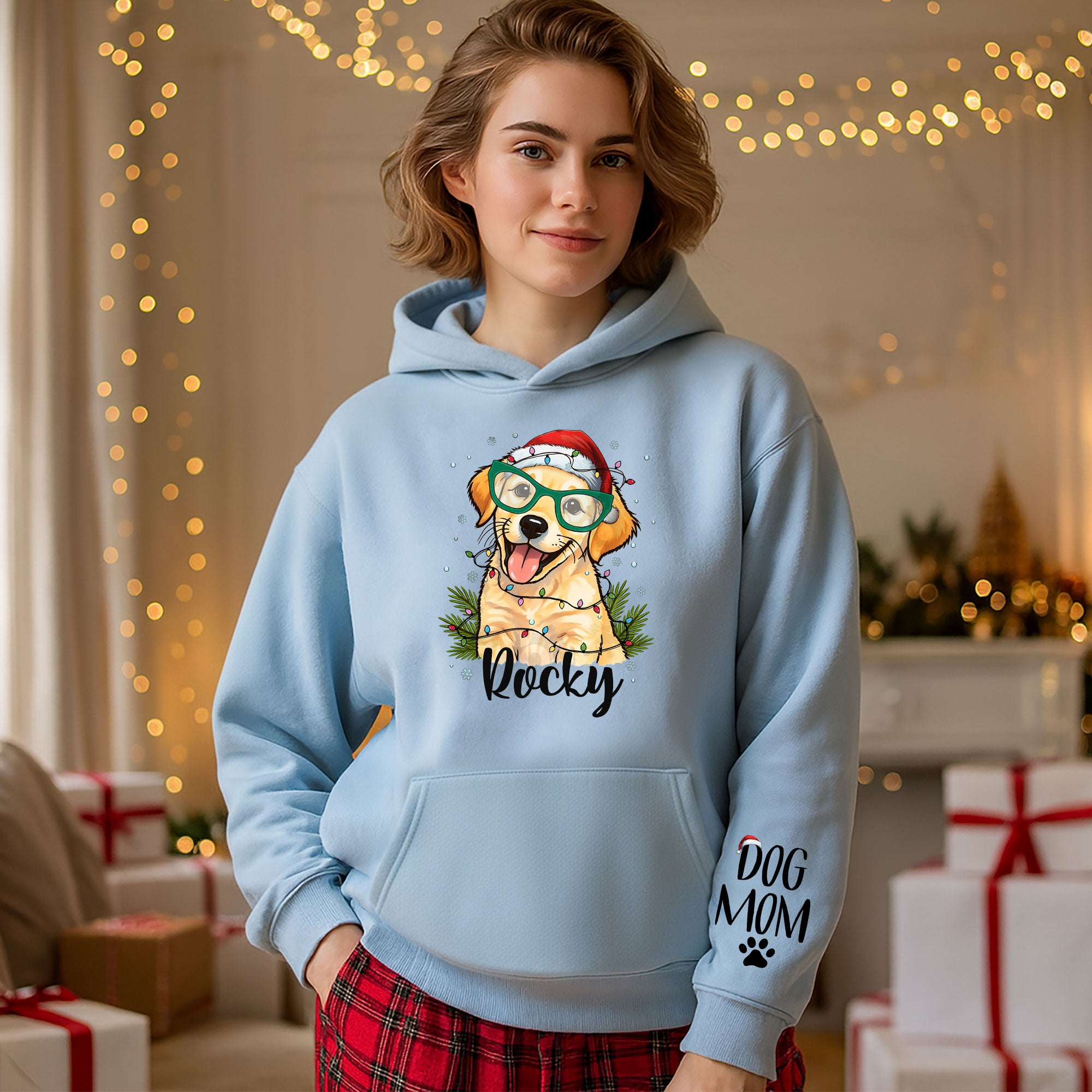 Custom Pet Photo Hoodie – Personalized Dog Mom Christmas Hoodie, Funny Gift for Women