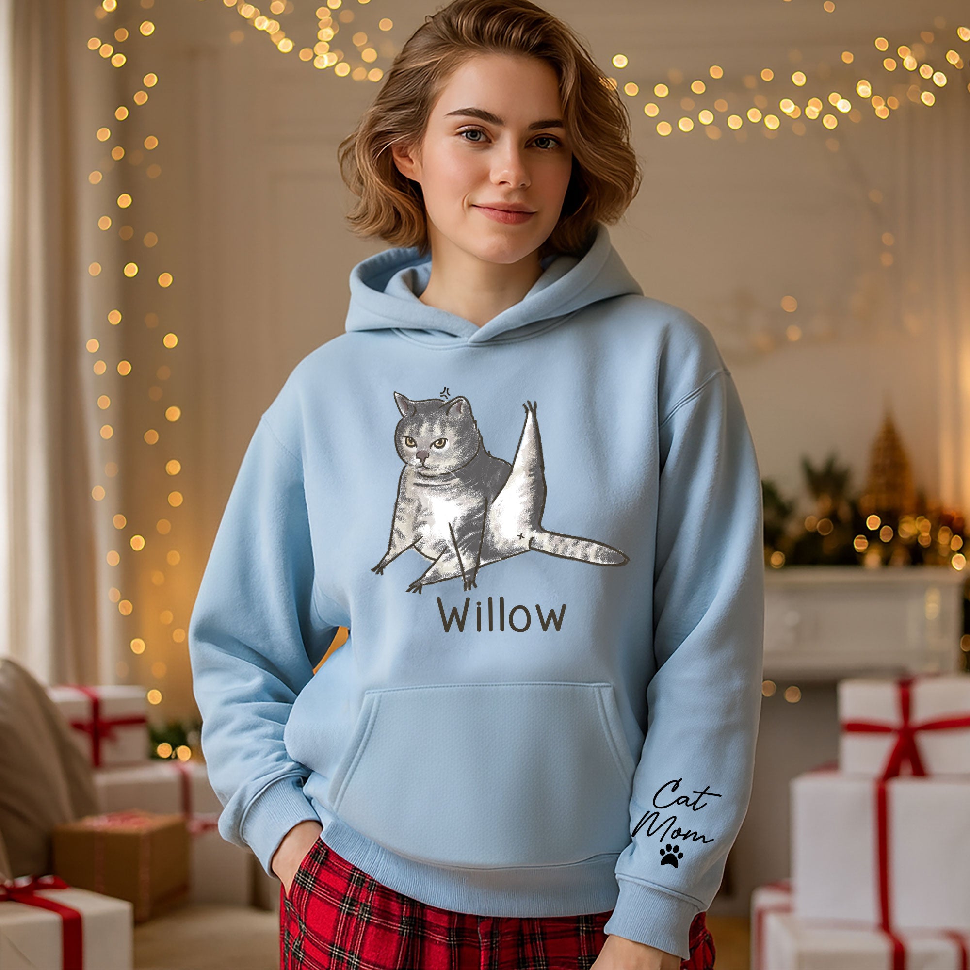 Custom Cat Mom Hoodie – Personalized Cat Hoodie with Pet Photo & Name, Funny Gift for Cat Lovers