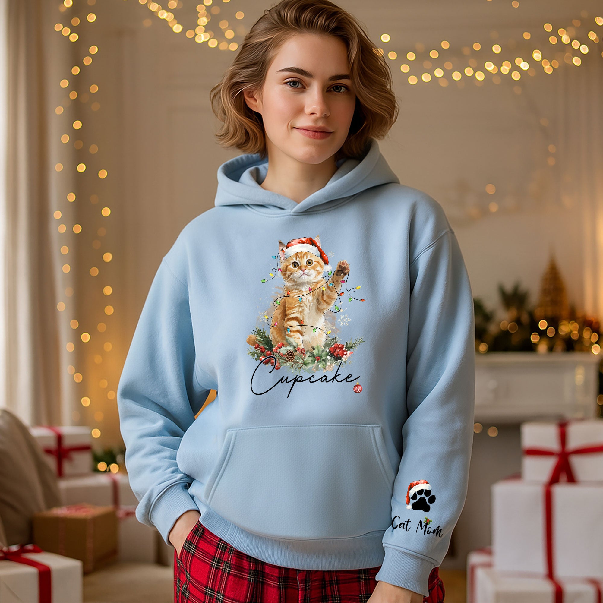 Custom Cat Mom Hoodie – Personalized Pet Photo Hoodie, Cute Christmas Gift for Women