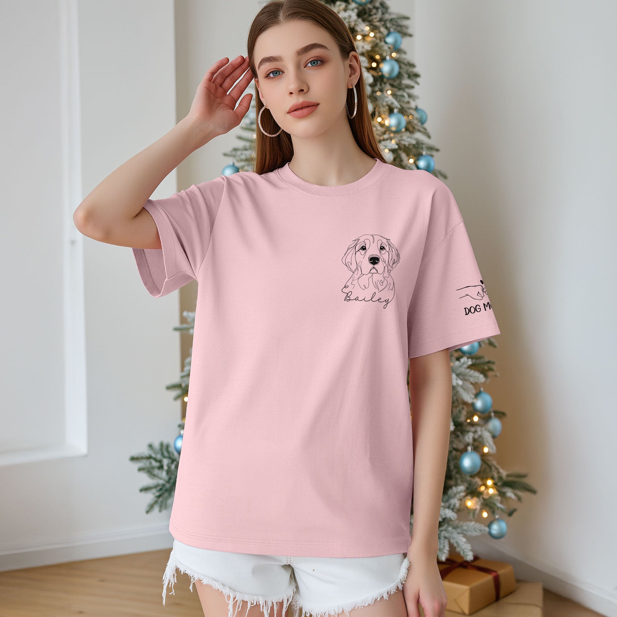 Custom Pet Photo T-Shirt – Personalized Dog Mom Shirt, Funny Christmas Gift for Pet Lovers