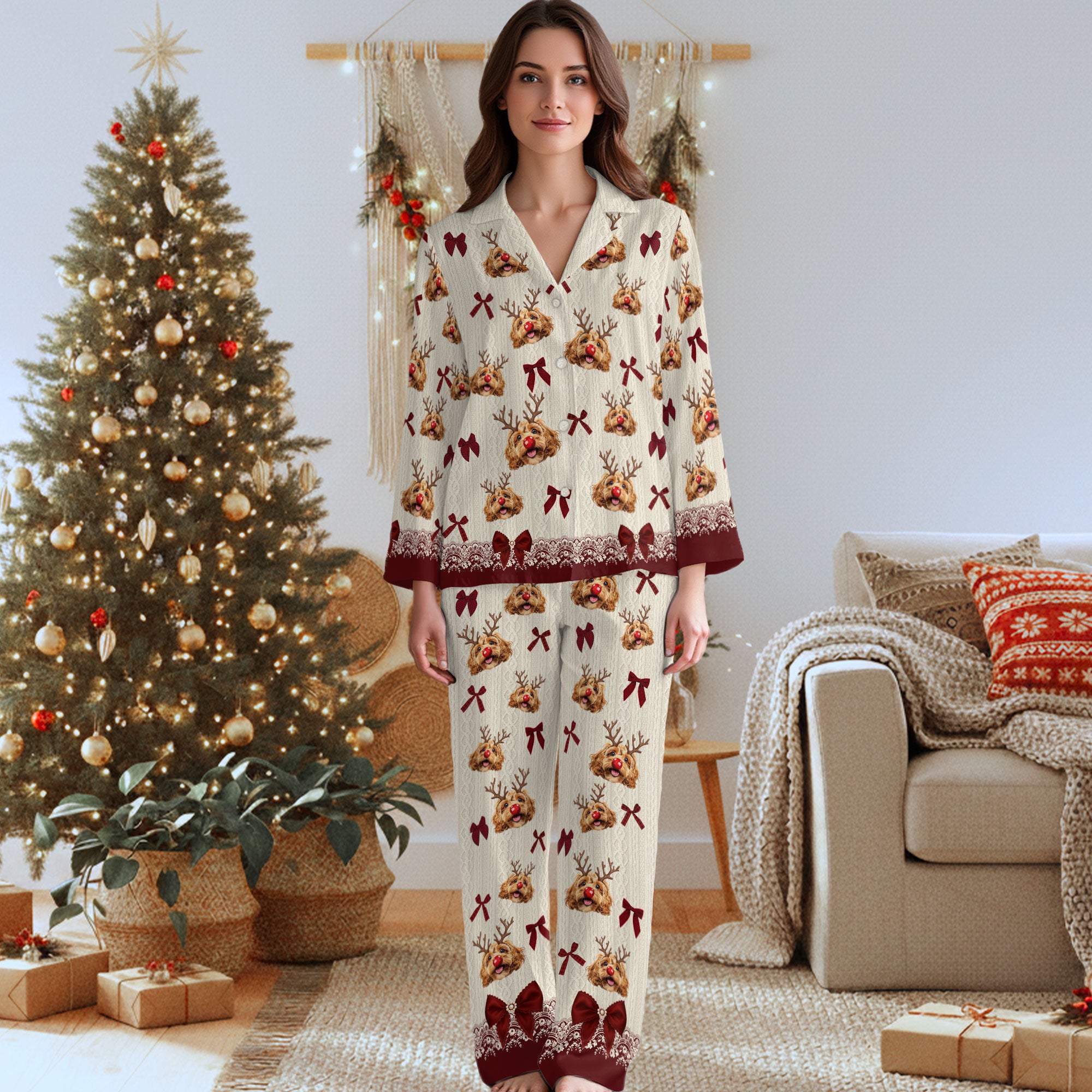 Custom Pet Photo Pajama Pants – Soft Imitation Cotton, Personalized Dog Lounge Wear Gift