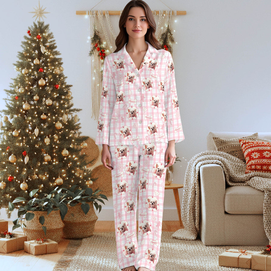 Pet Face Personalized Pajamas – Custom Christmas PJs for Women, Dog Lover Gift, Cute Holiday Sleepwear