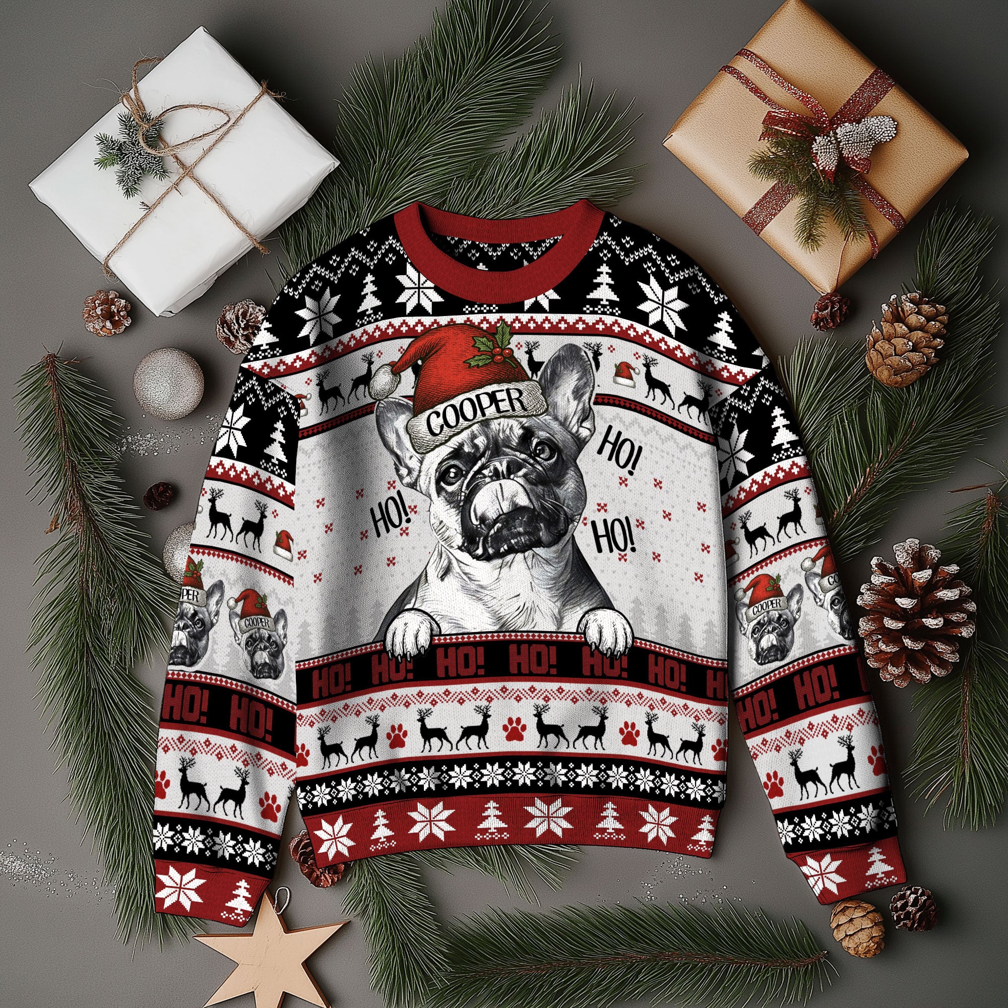 Custom Pet Photo Christmas Sweater – Funny Holiday Dog Sweatshirt Gift for Dog Dad