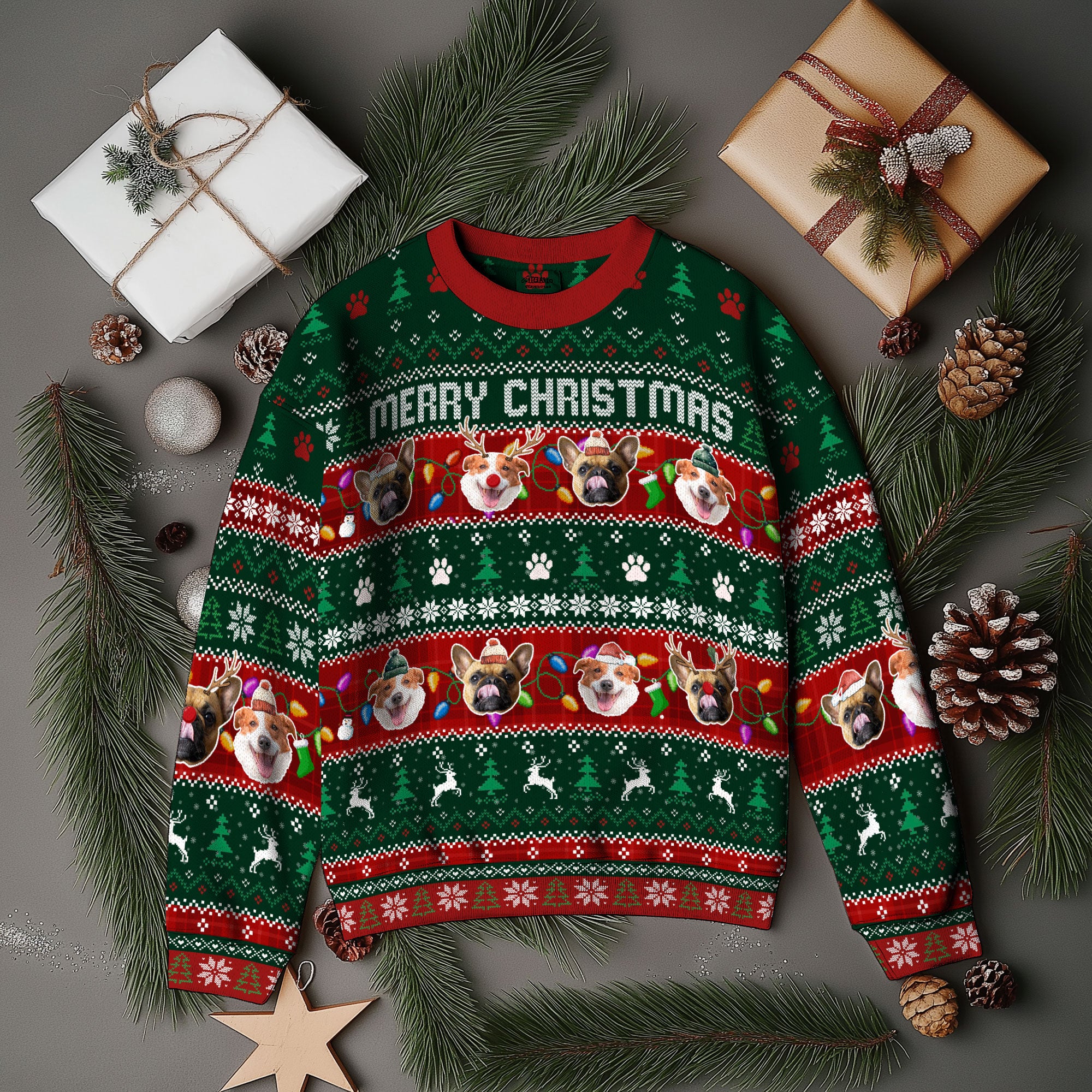Custom Dogs Ugly Christmas Sweater – Personalized Holiday Sweatshirt Gift for Pet Lovers