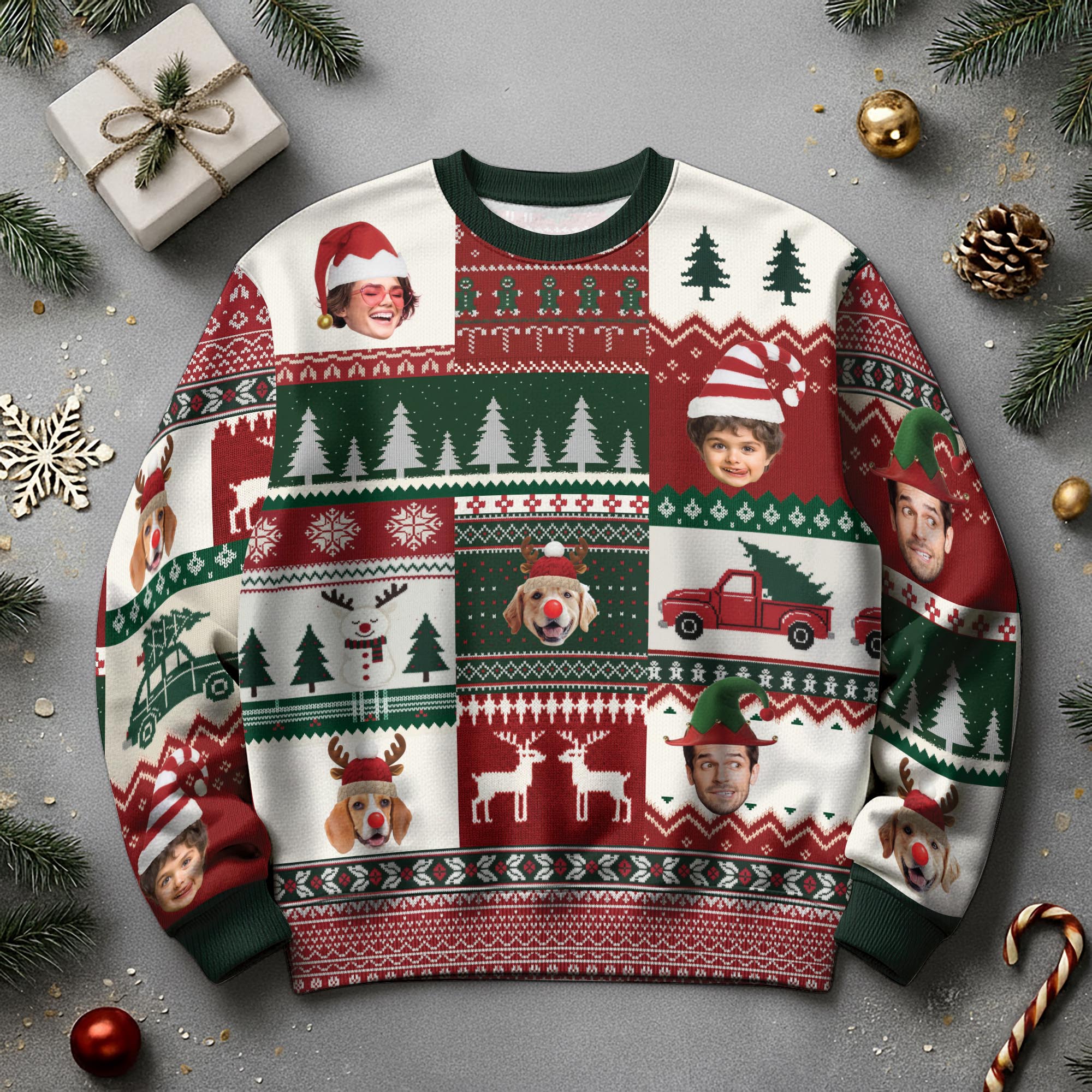 Ugly Christmas Sweater Custom Face – Personalized Holiday Sweatshirt Gift for Women Men