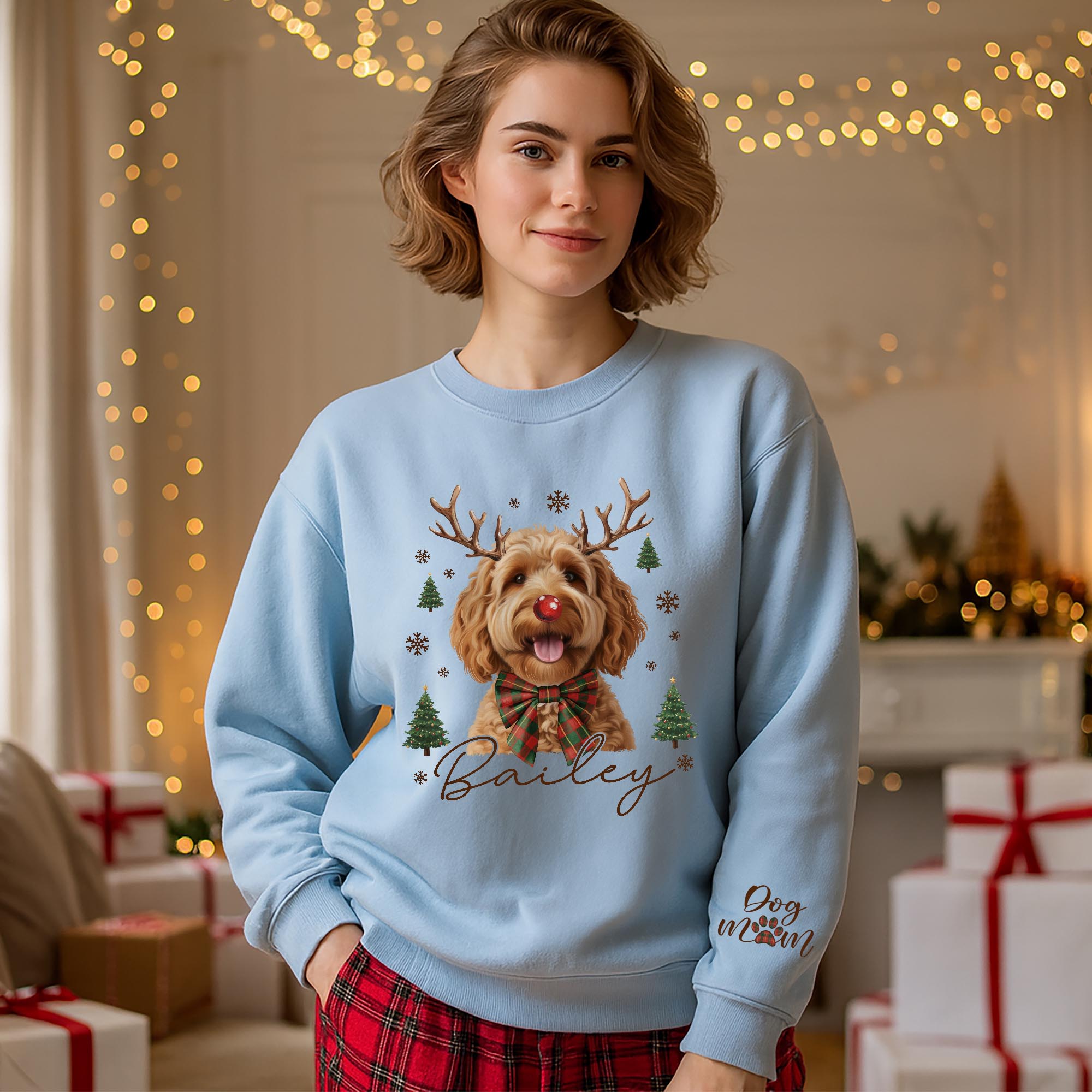 Custom Pet Face Dog Mom Sweatshirt – Personalized Gift for Dog Lovers