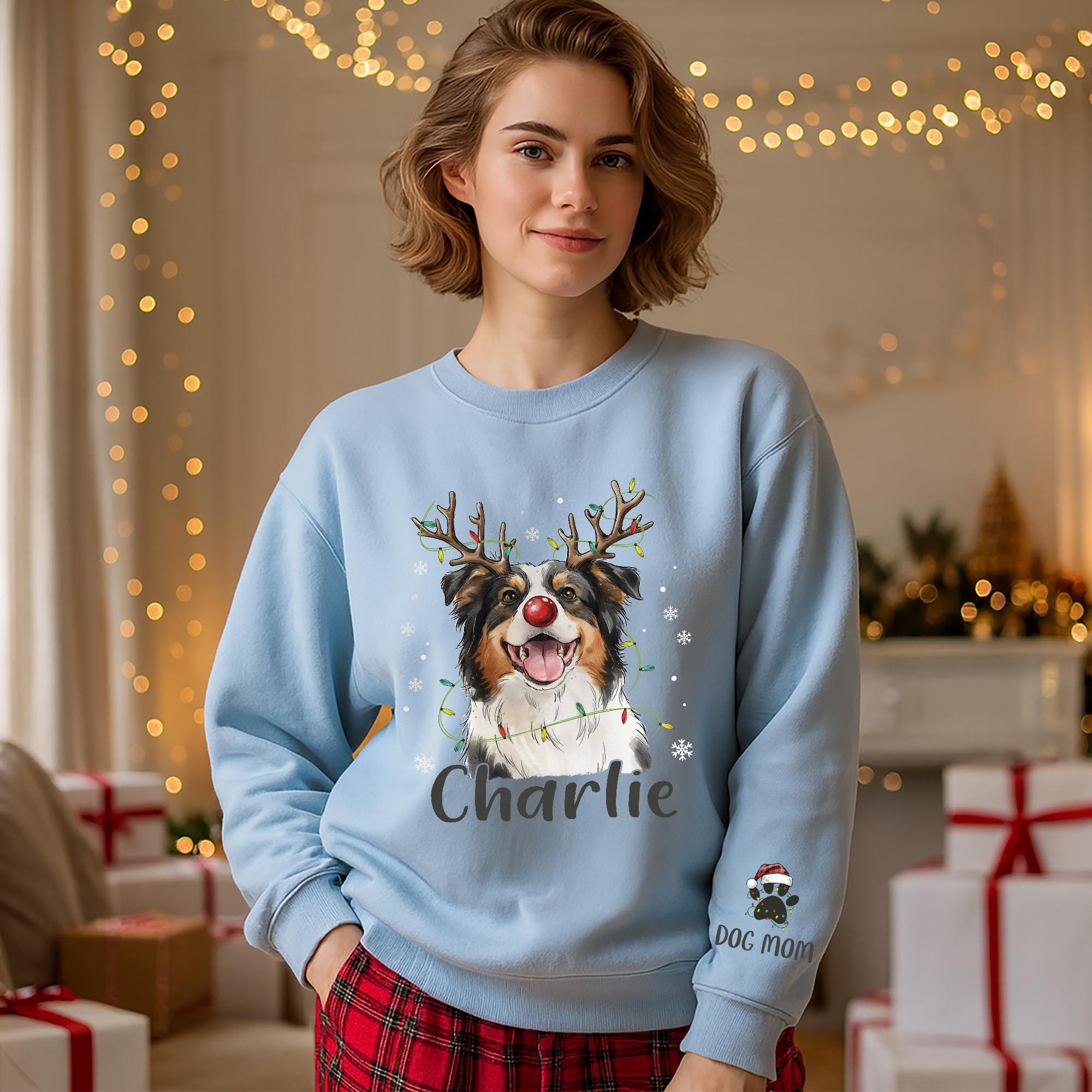 Personalized Dog Mom Sweatshirt with Custom Pet Face – Cozy Gift for Pet Owners