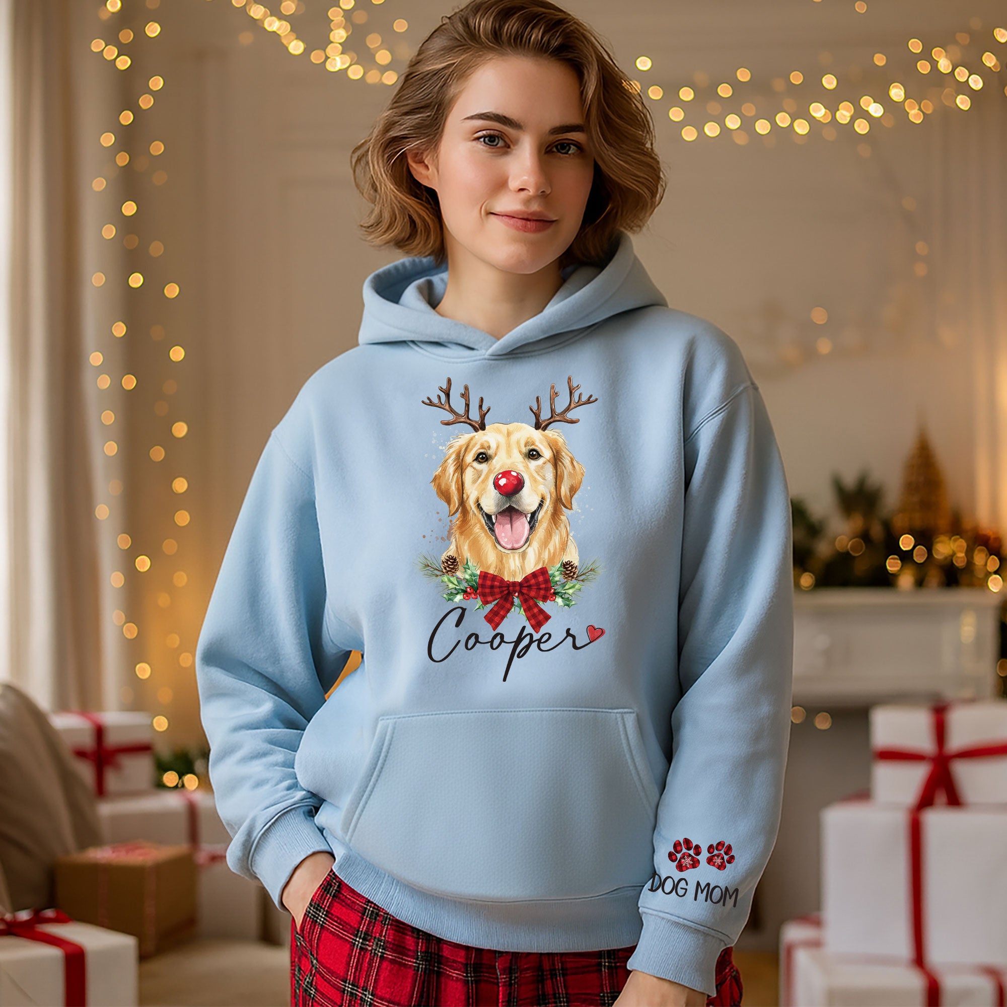 Dog Mom Christmas Hoodie – Cozy Holiday Sweatshirt for Pet Lovers