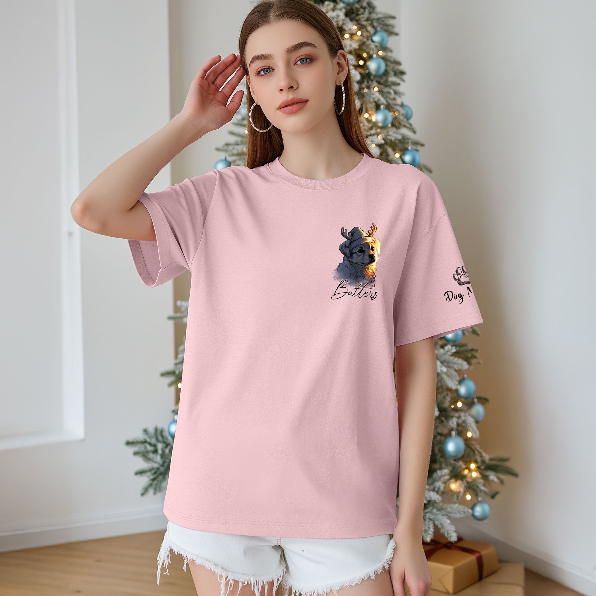 Festive Dog Mom Tee – Christmas Shirt for Women Who Love Their Pup