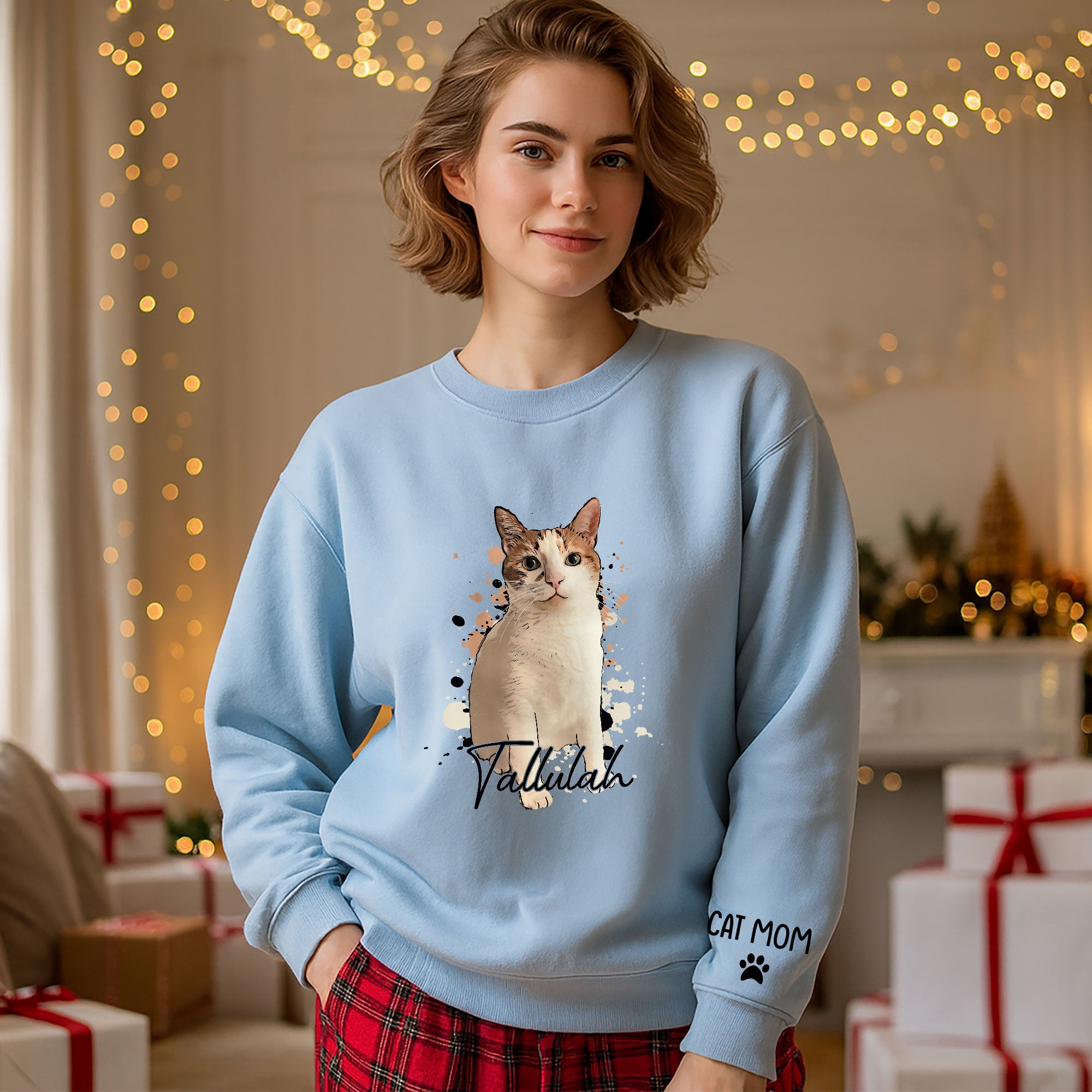 Personalized Cat Mom Sweatshirt – Custom Photo Sweatshirt for Women Cat Lovers