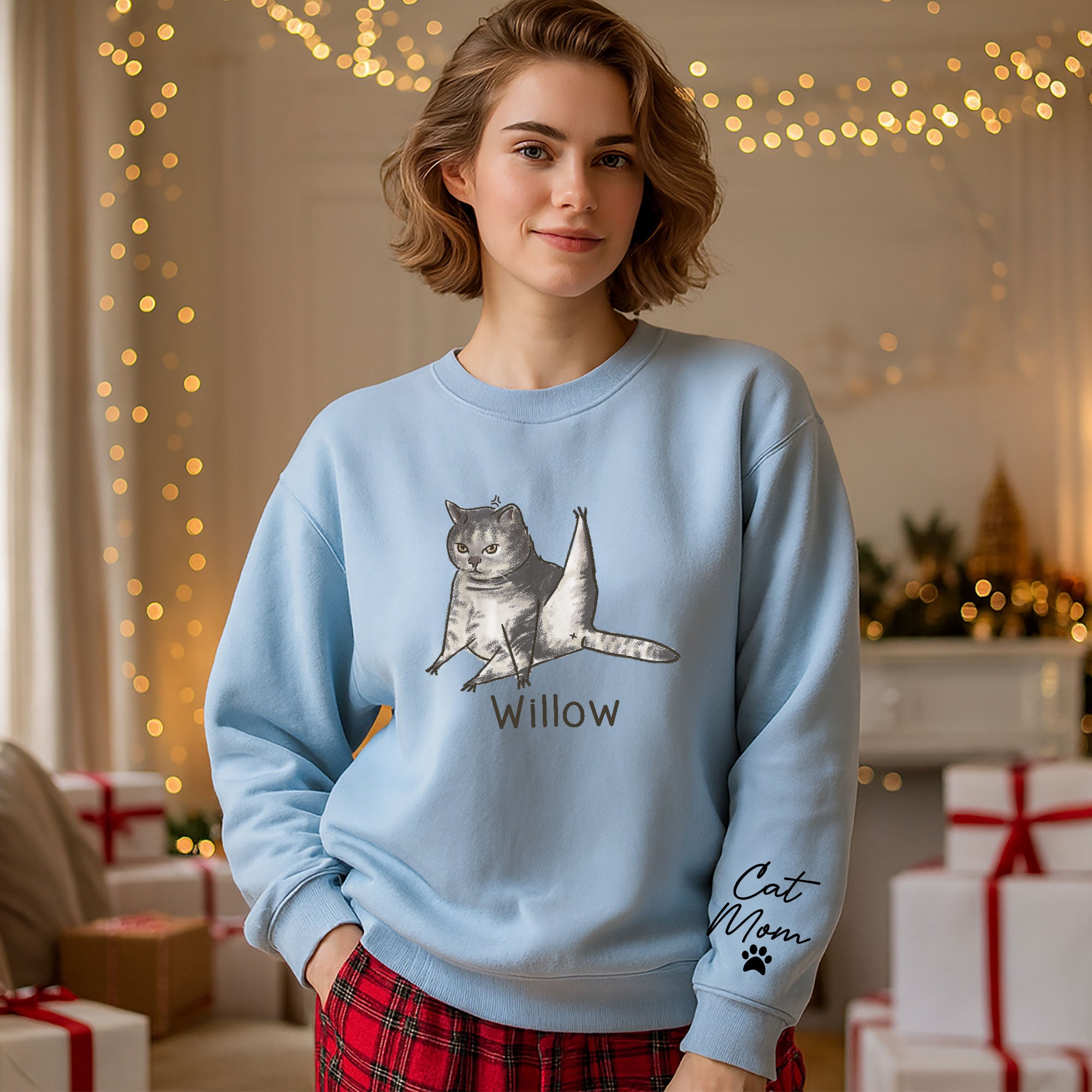 Custom Cat Lover Sweatshirt - Personalized Cute Christmas Gift for Cat Mom