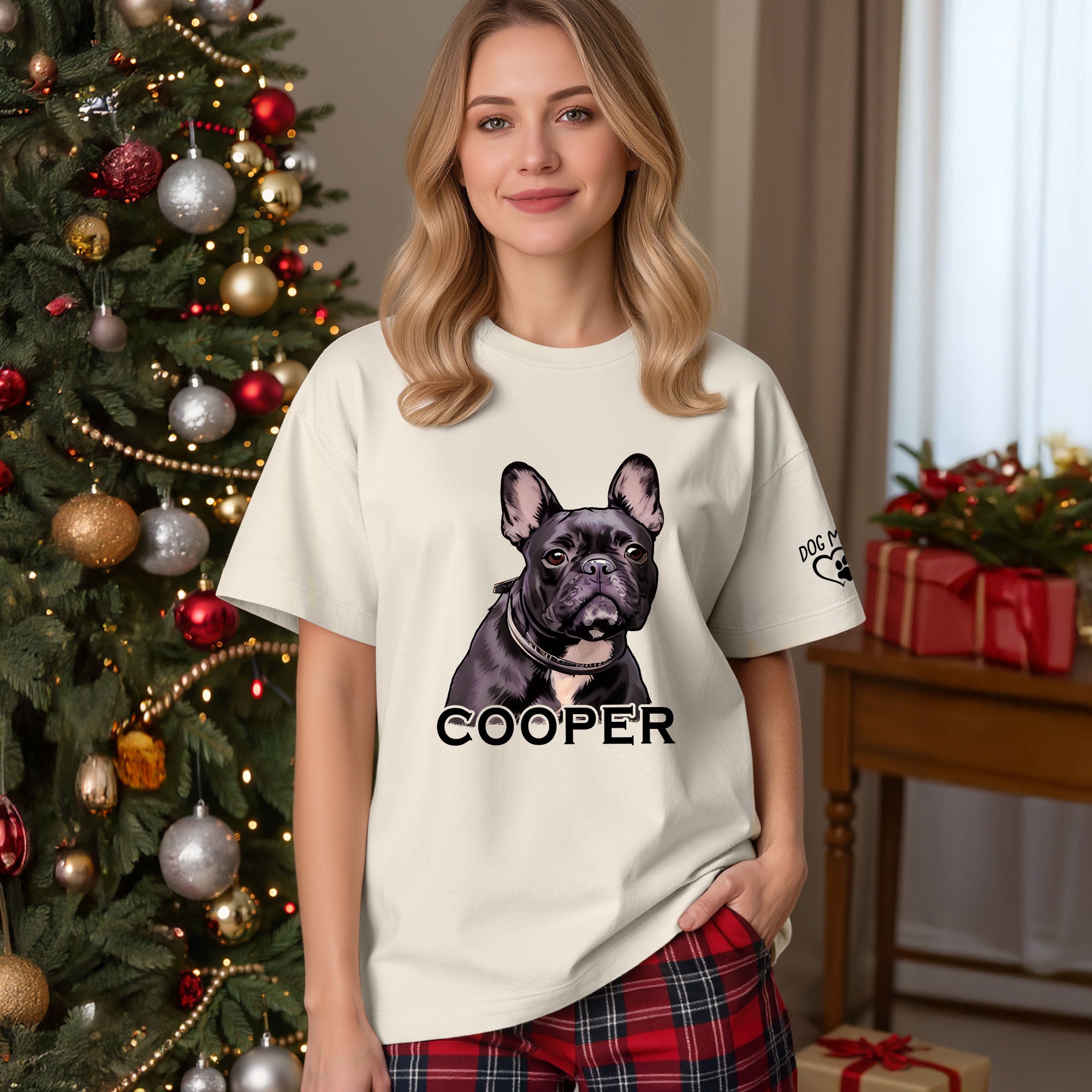 Custom Dog Mom T-Shirt – Personalized Pet Portrait & Name, Cute Dog Lover Gift